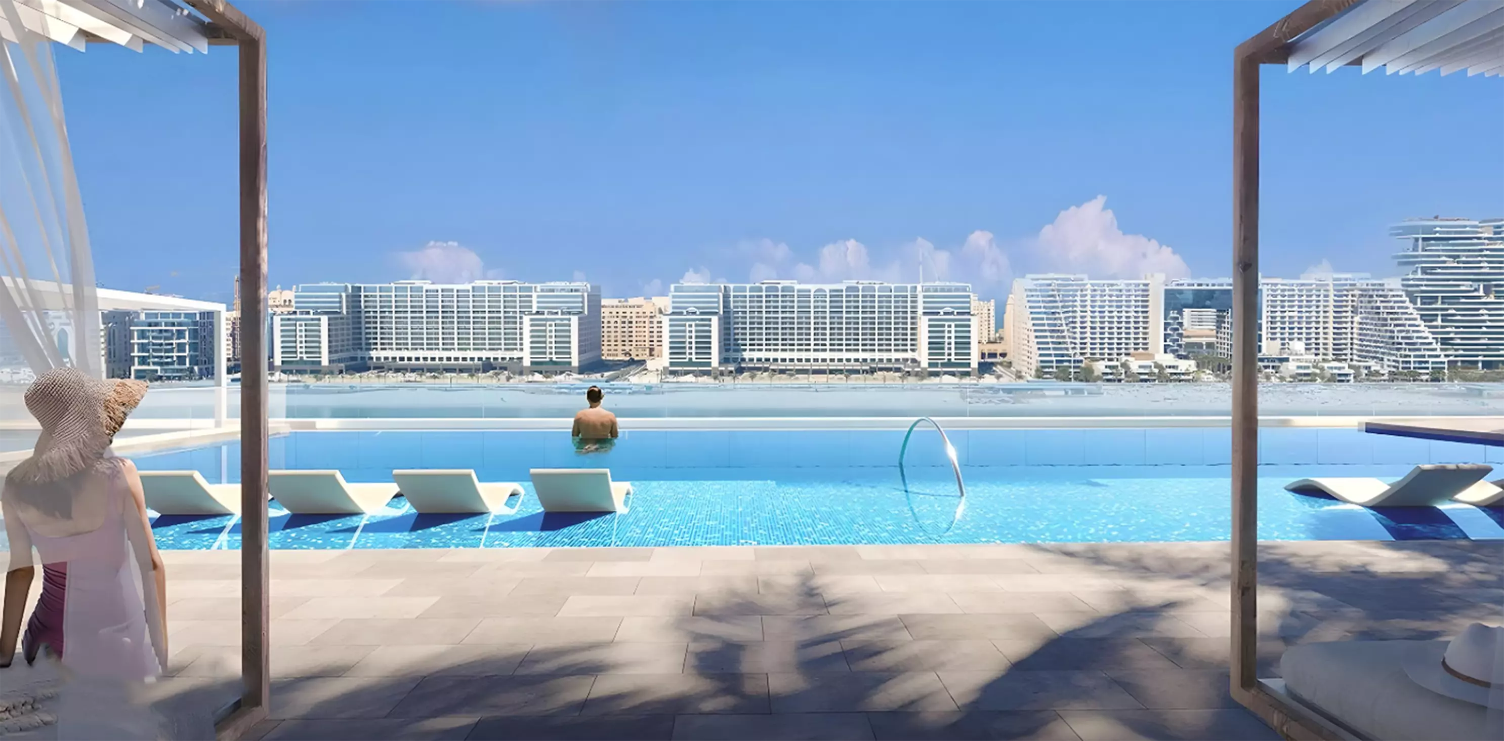 Emaar Beachgate building facade and beachfront promenade, Emaar Beachfront