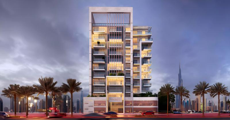 Westwood Residence exterior facade, Al Furjan, Dubai