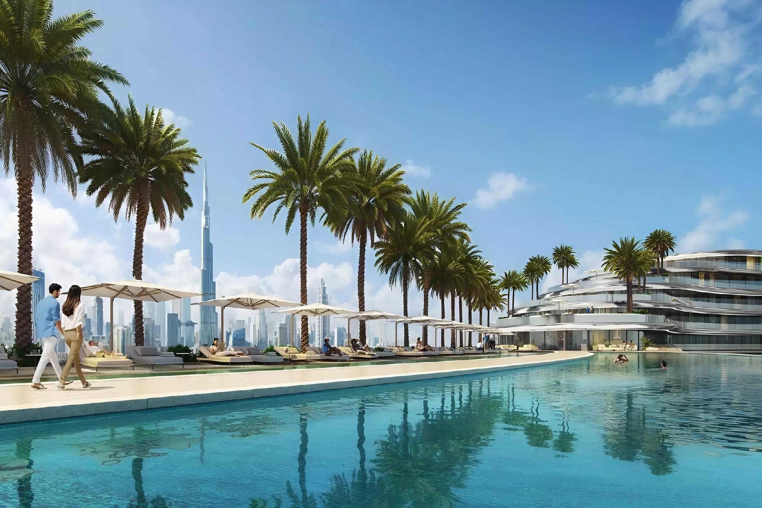 Binghatti Aquarise indoor swimming pool amenity