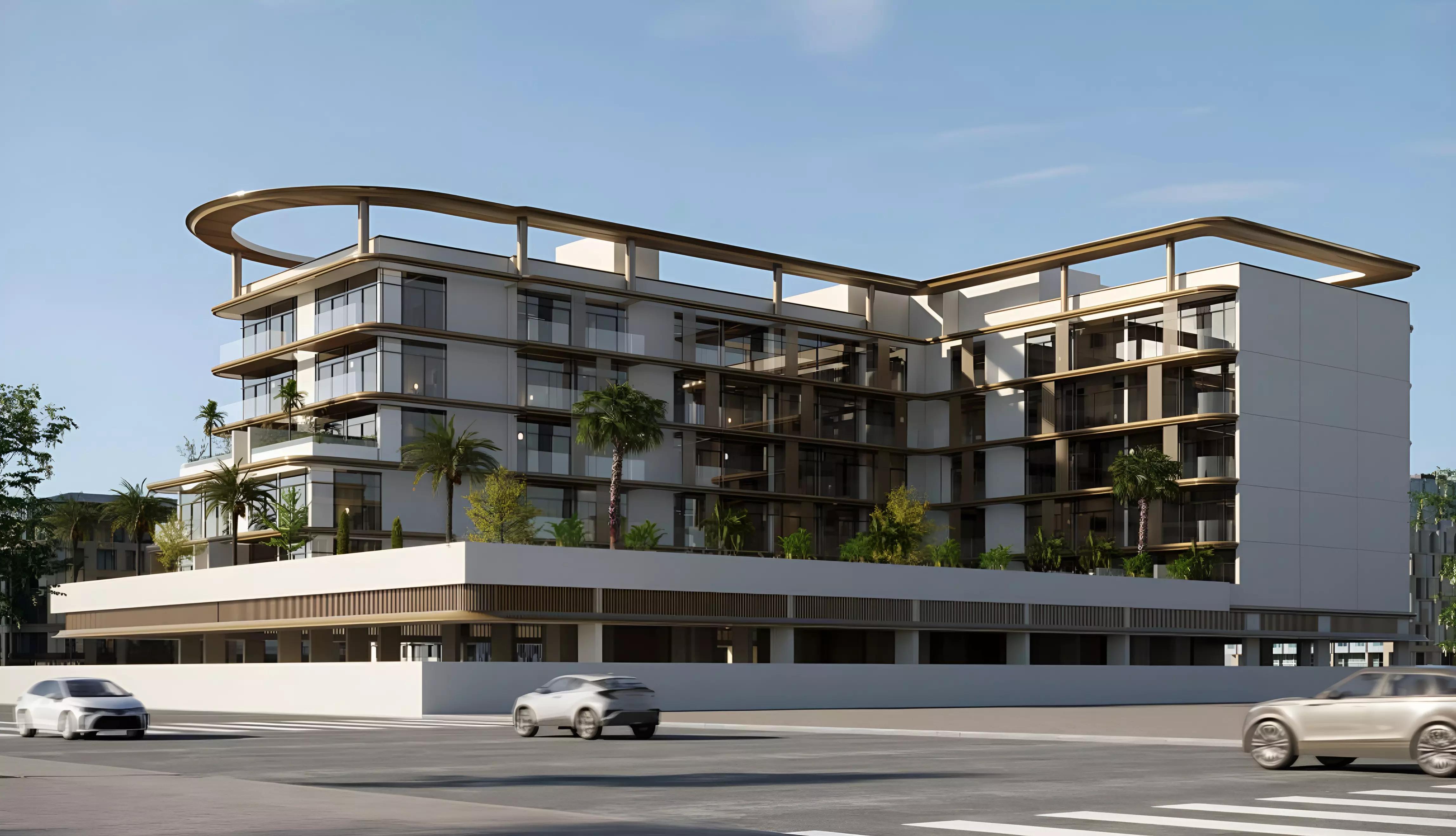 Coventry Residence apartment building exterior render, Dubai Industrial City, Dubai