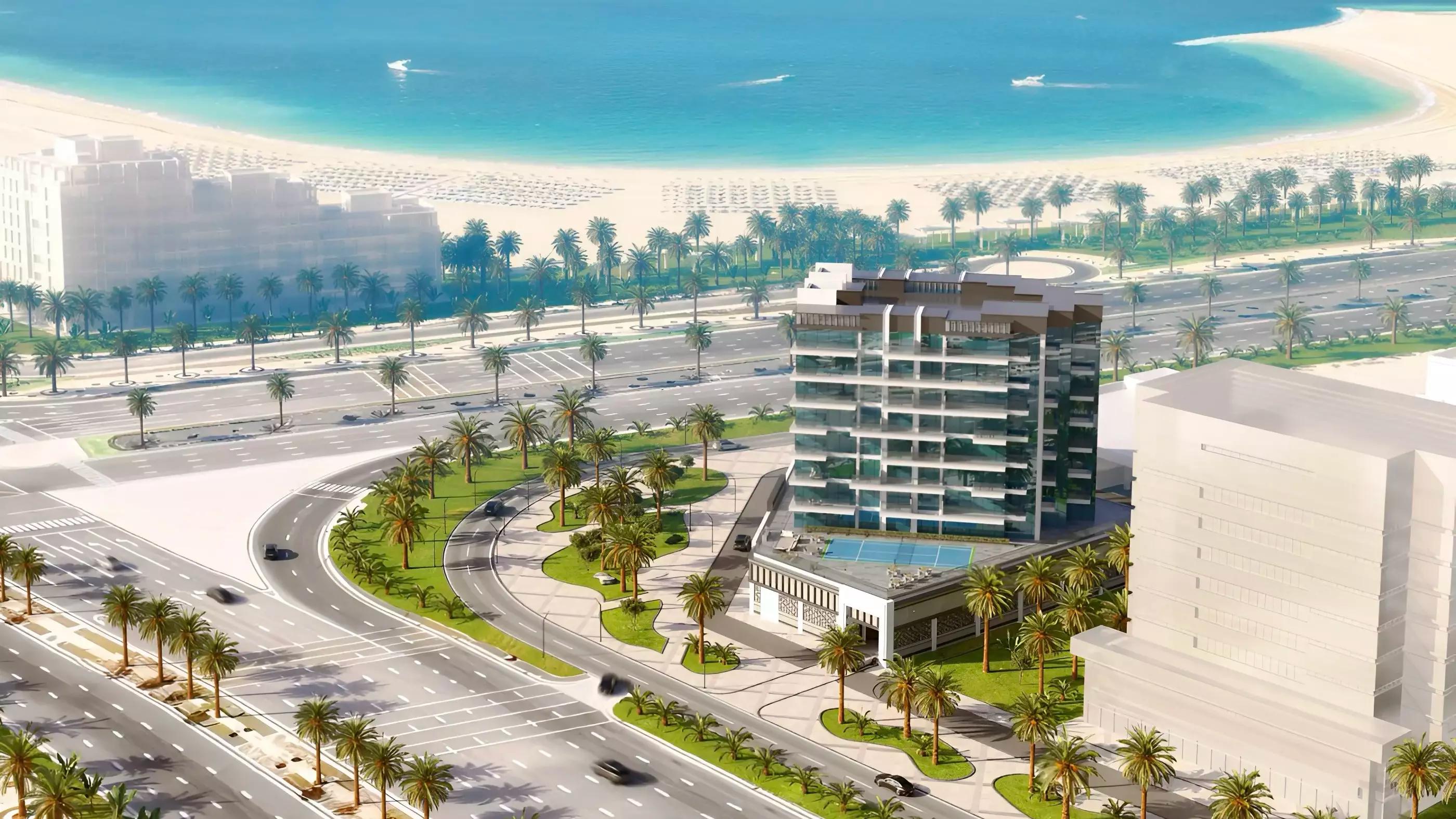 Mayas Sea View exterior facade under construction, Dubai Islands, Dubai