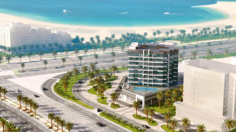 Mayas Sea View exterior facade under construction, Dubai Islands, Dubai