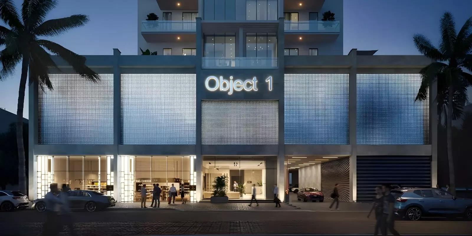 RA1N Residence facade and entrance view, Jumeirah Village Circle, Dubai