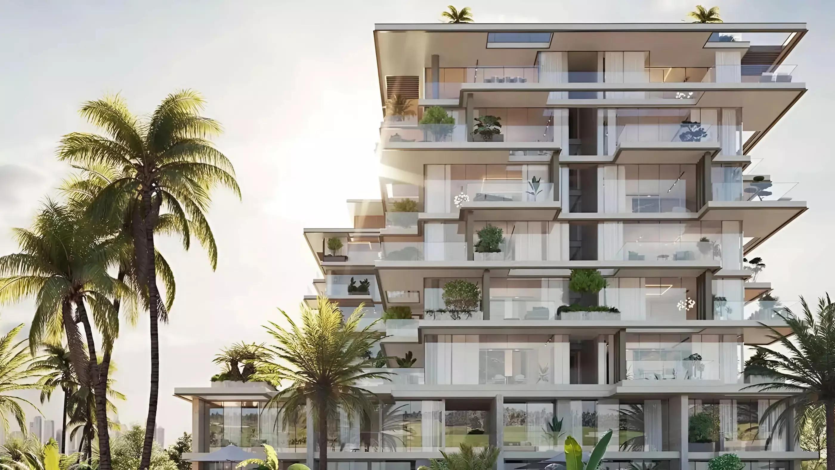 Shoaq Residences building render with waterfront setting, Dubai Islands, Dubai