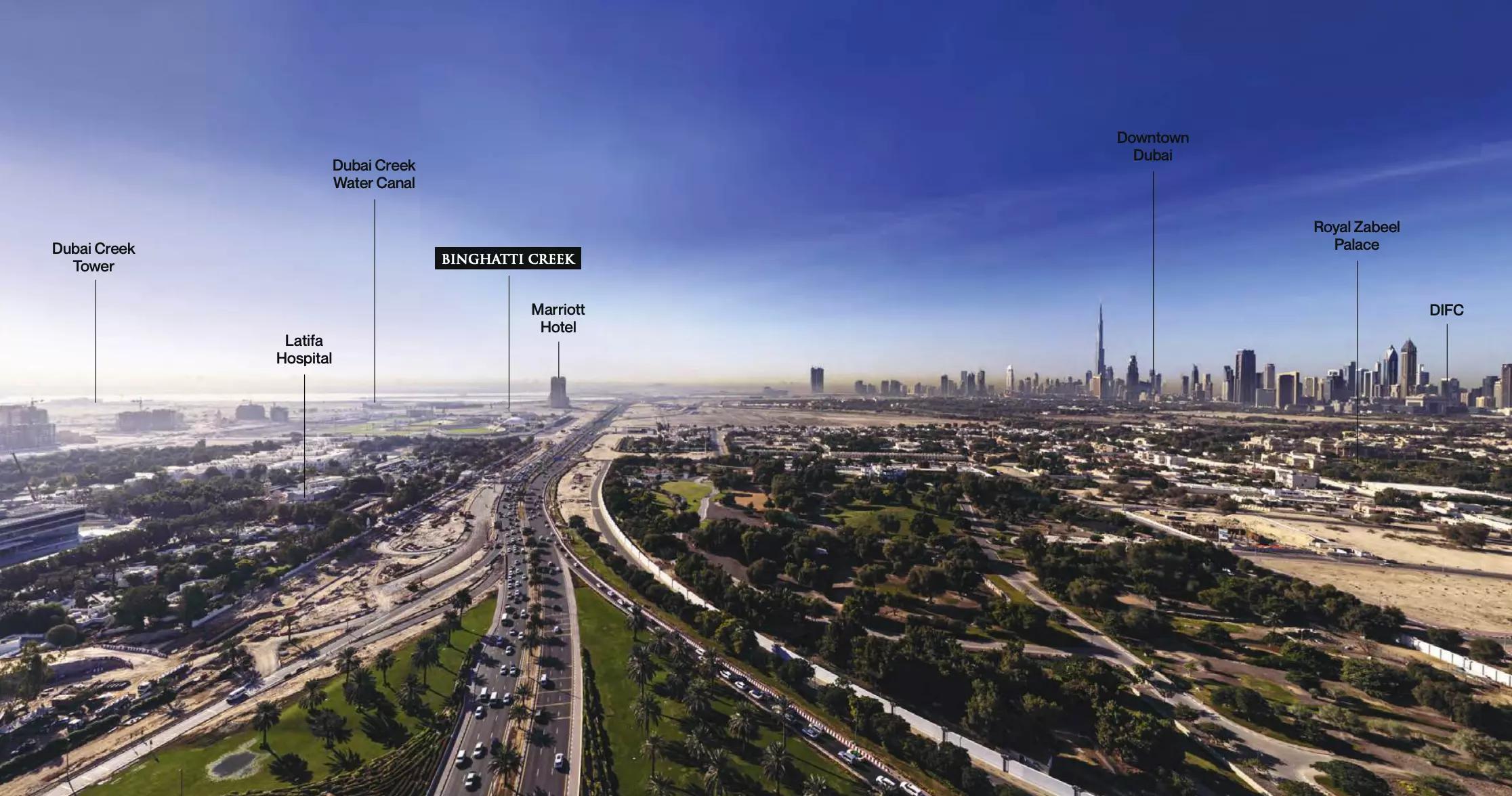 Binghatti Creek development master plan layout, Al Jaddaf, Dubai
