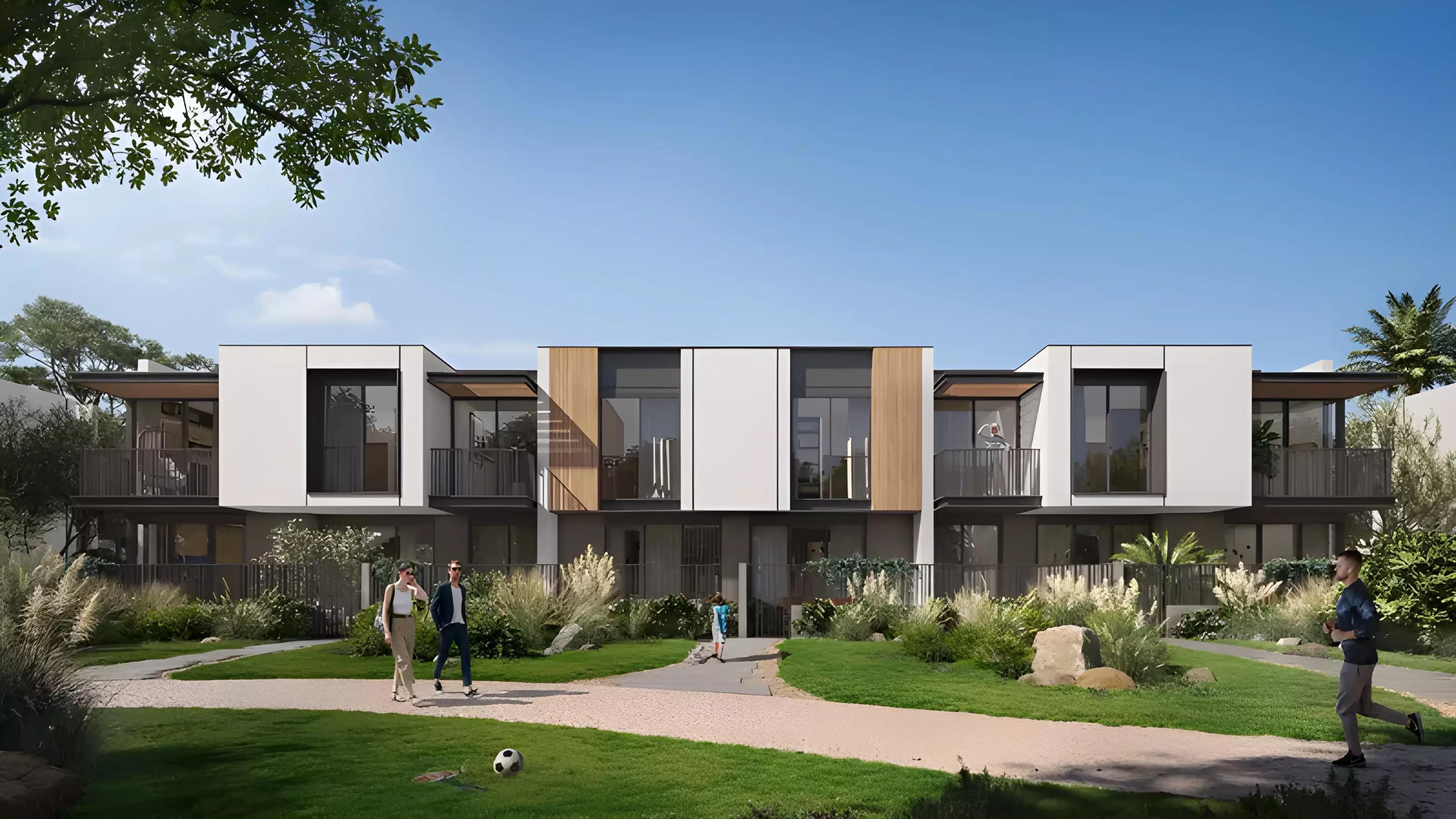 Oasis townhouse courtyard and outdoor seating area at Haven By Aldar, Dubai