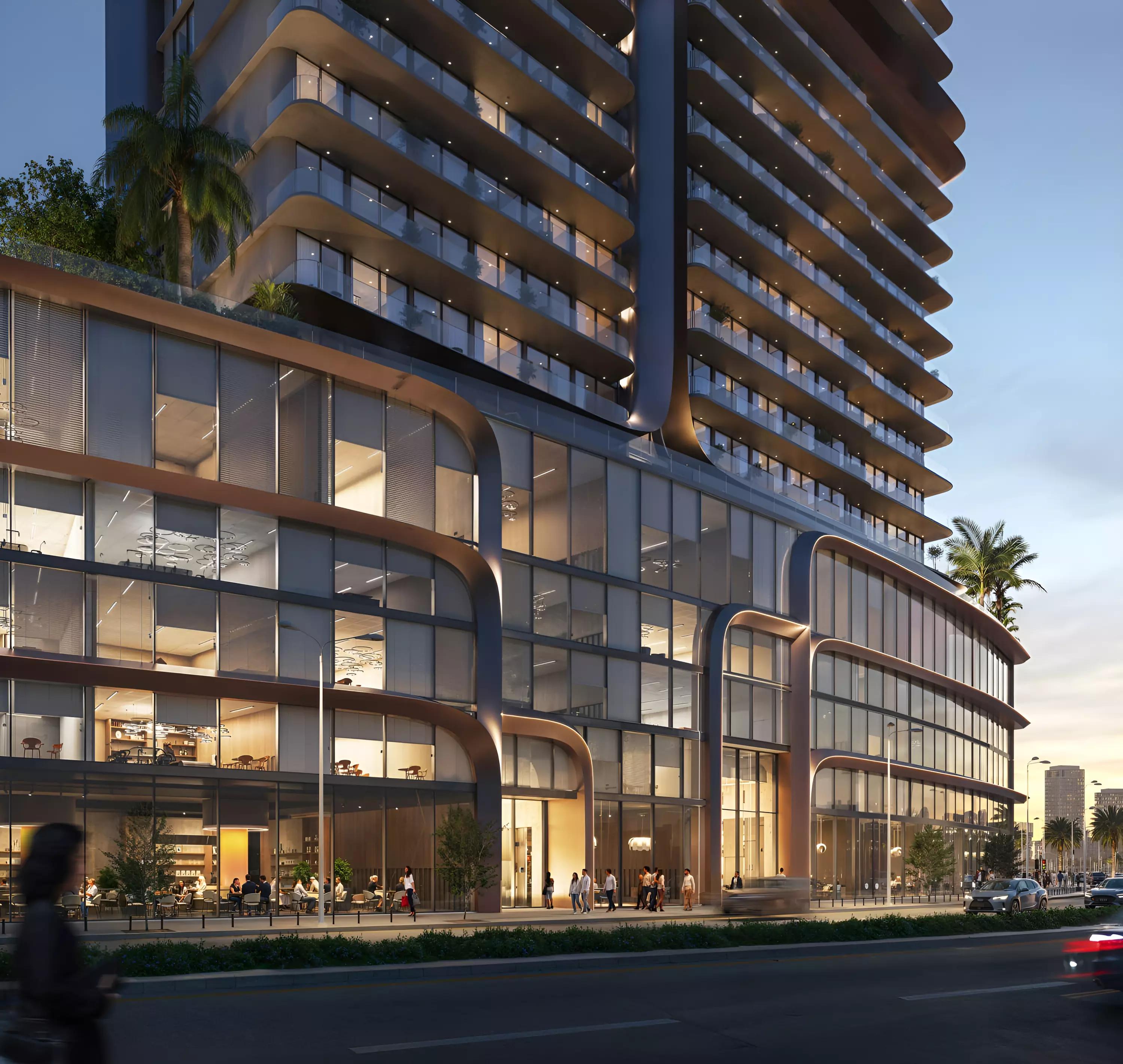 VOXA Residences building render showing architectural detail, JVT, Dubai