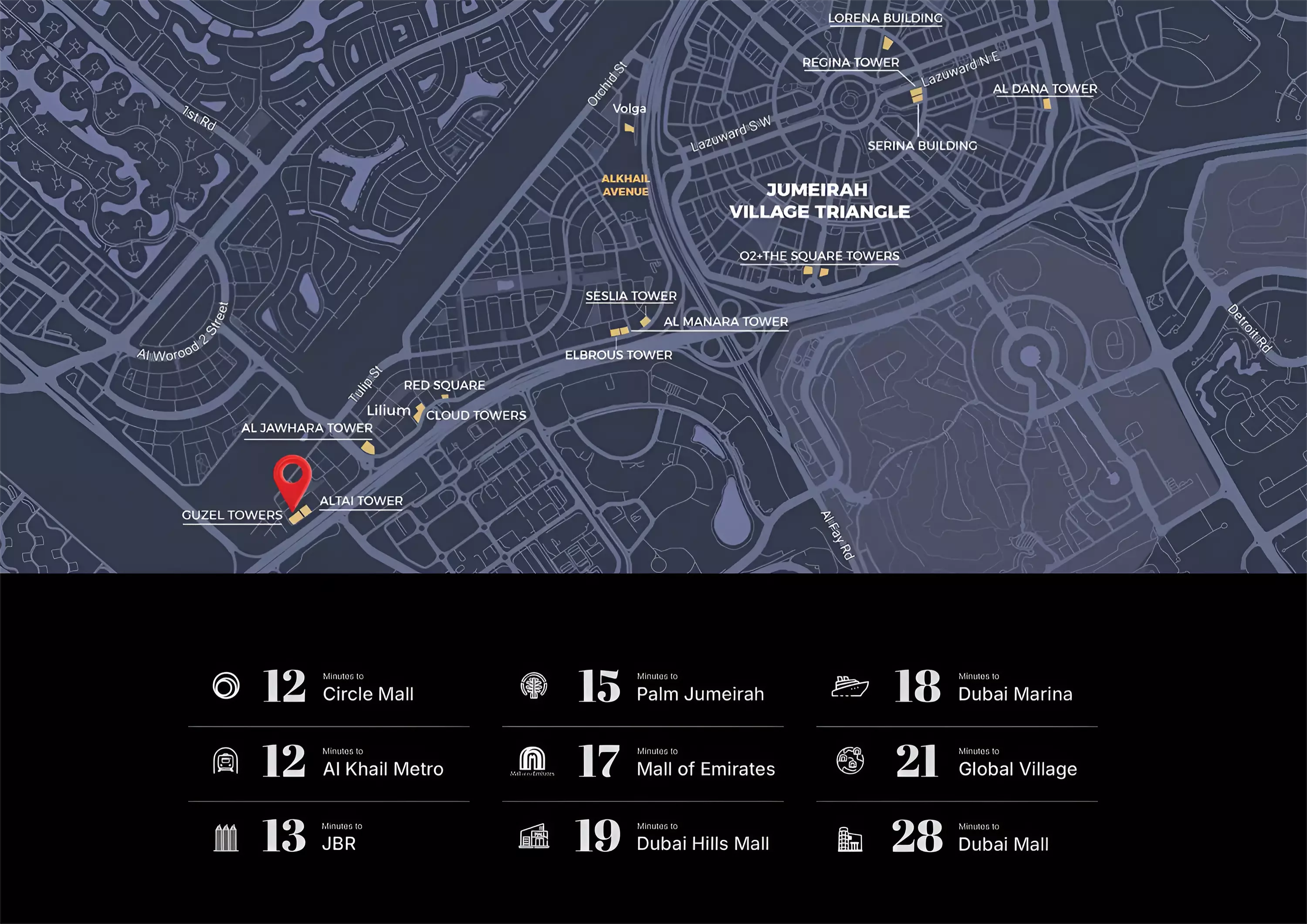 Guzel Towers Phase 4 master plan layout, Jumeirah Village Triangle