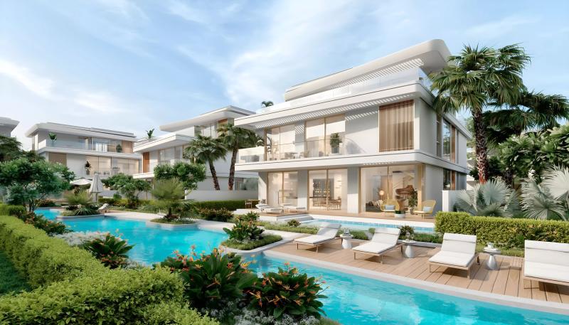 The Woodland Residence villa exterior with landscaped frontage, District 11, MBR City, Dubai