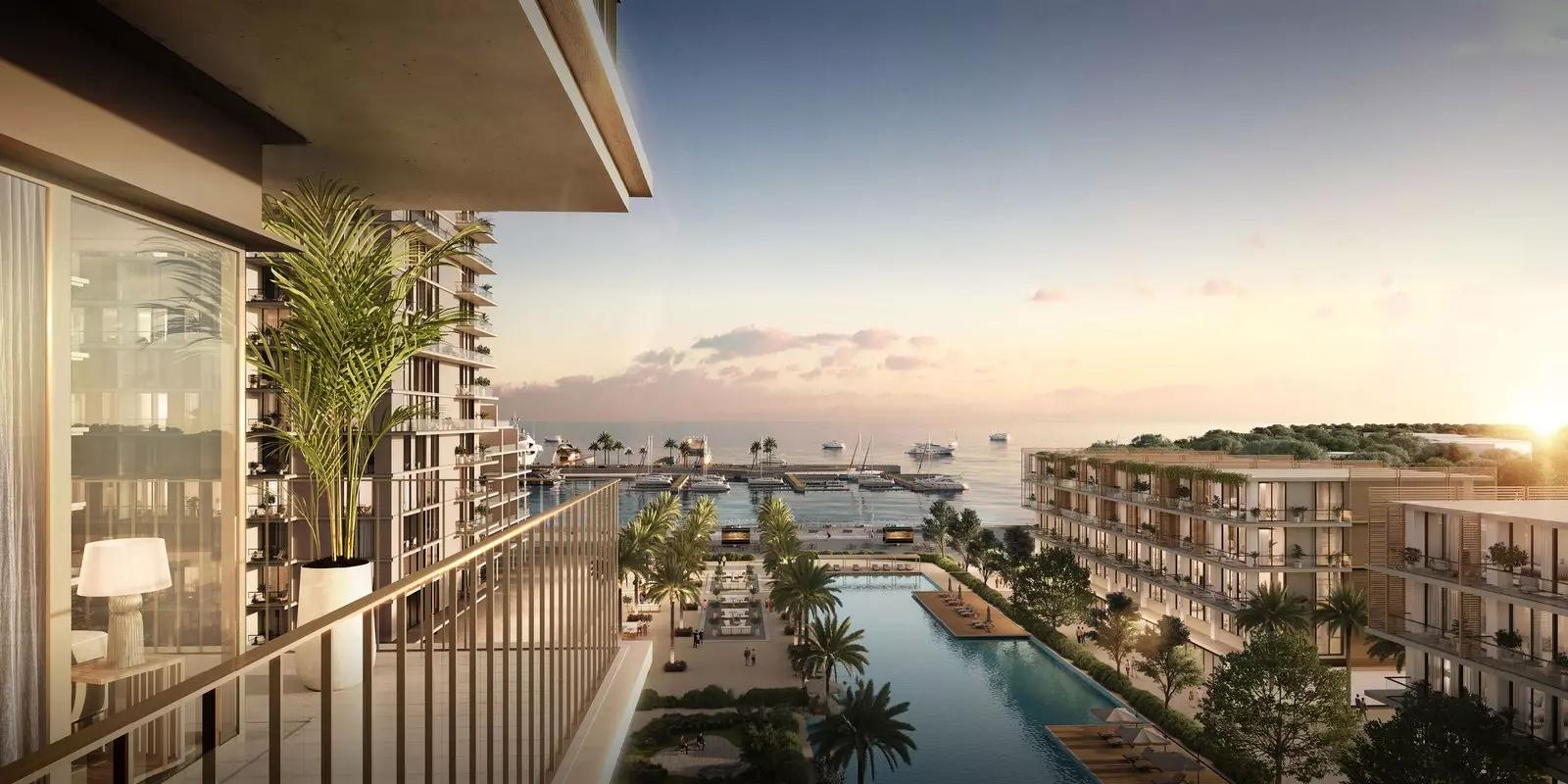 Seascape balcony view over Mina Rashid waterfront, Dubai
