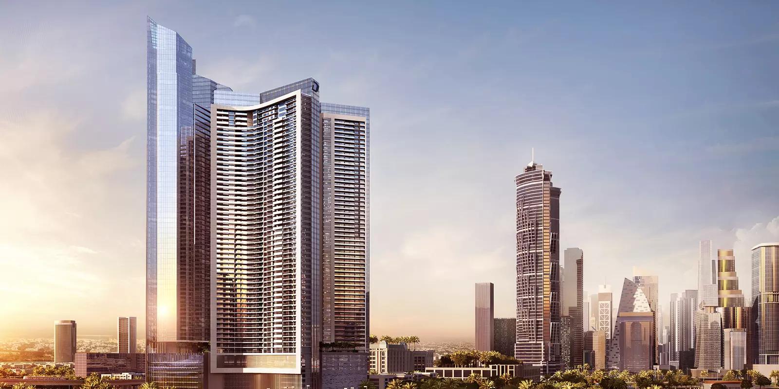 Aykon City Tower B apartment interior with fitted kitchen, Business Bay, Dubai