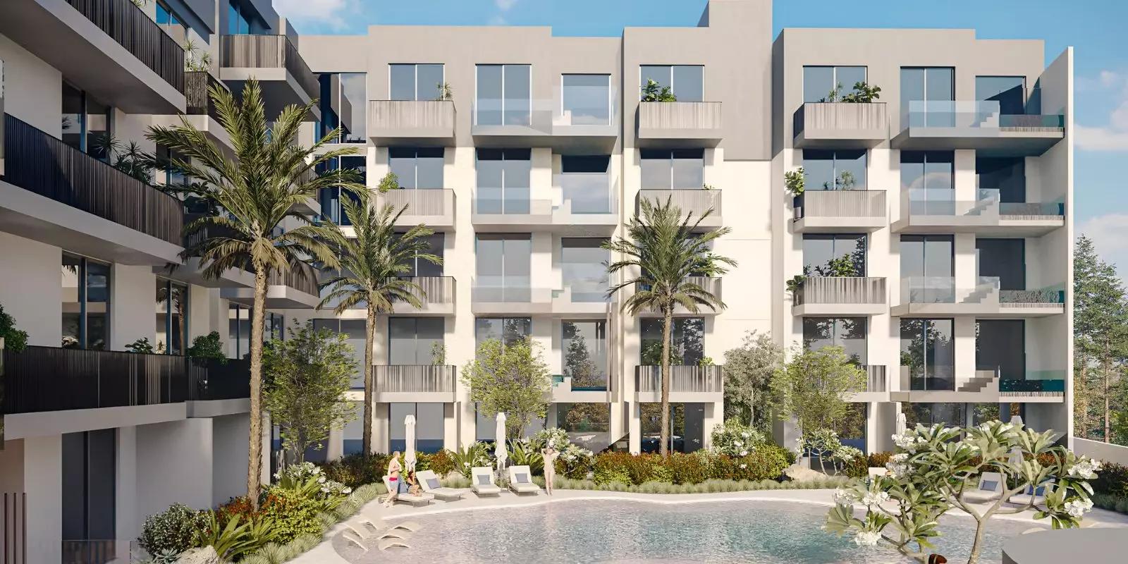 Beverly Residence Phase 2 residential facade detail, JVC, Dubai