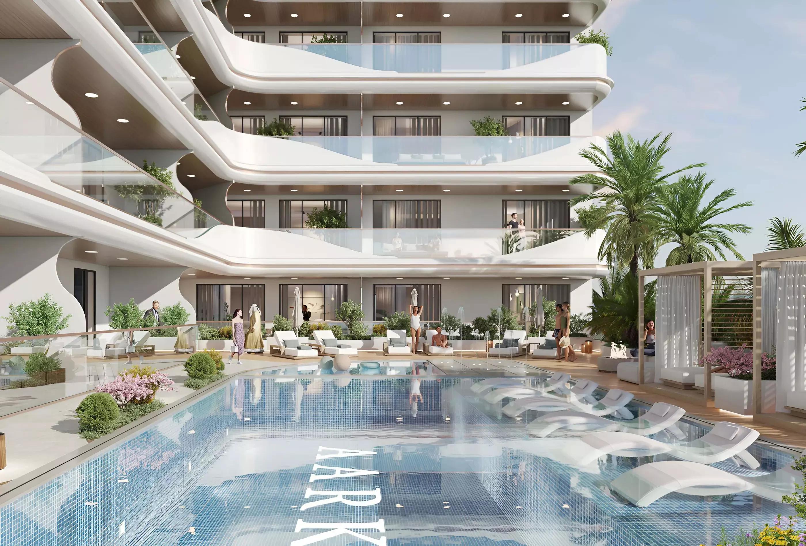 Aark Terraces building elevation showing balcony terraces
