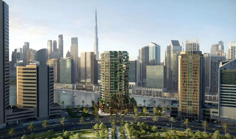 Eywa The Tree of Life tower exterior view, Business Bay, Dubai