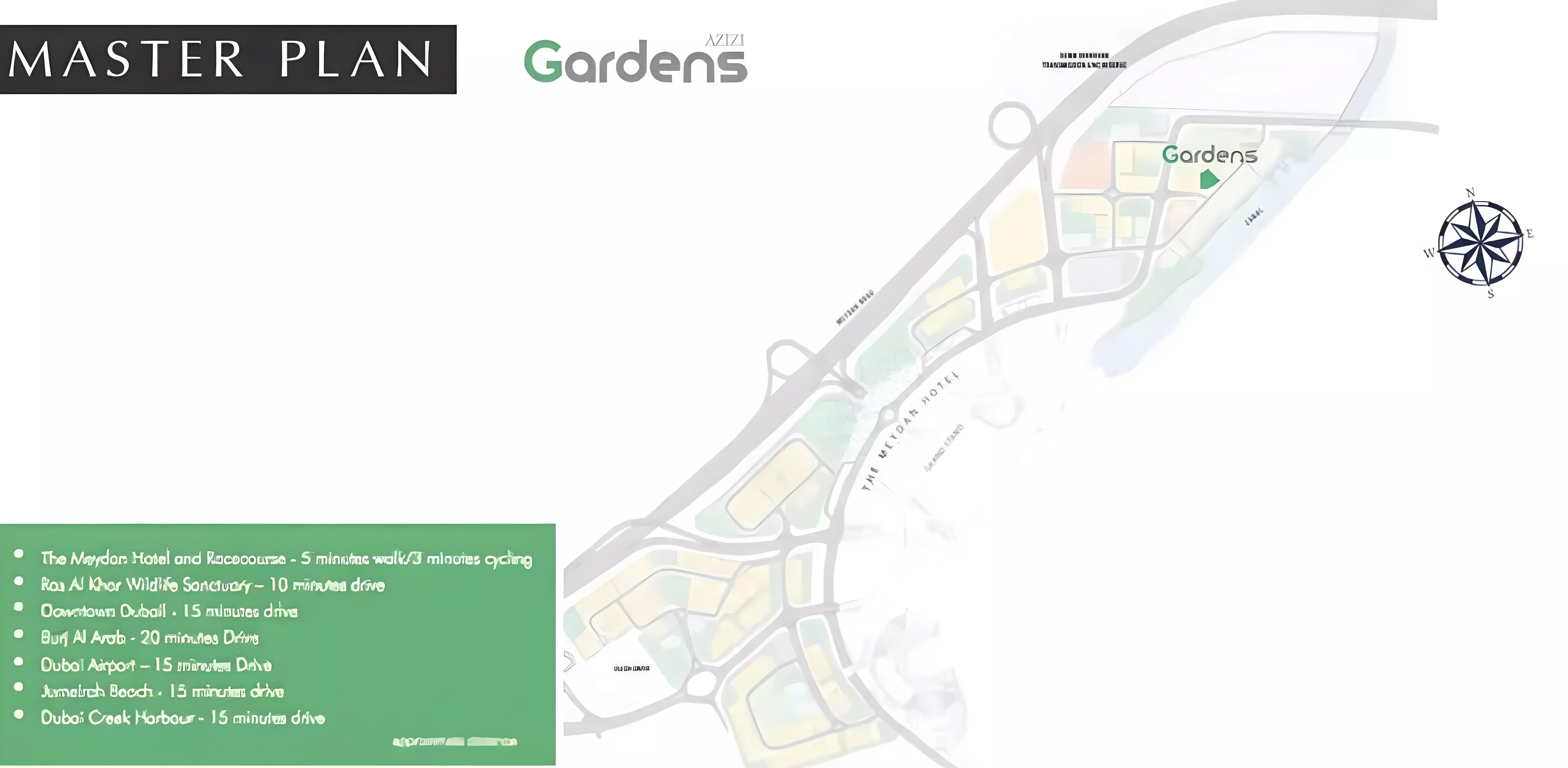 Azizi Gardens master plan layout, Meydan Avenue, Dubai