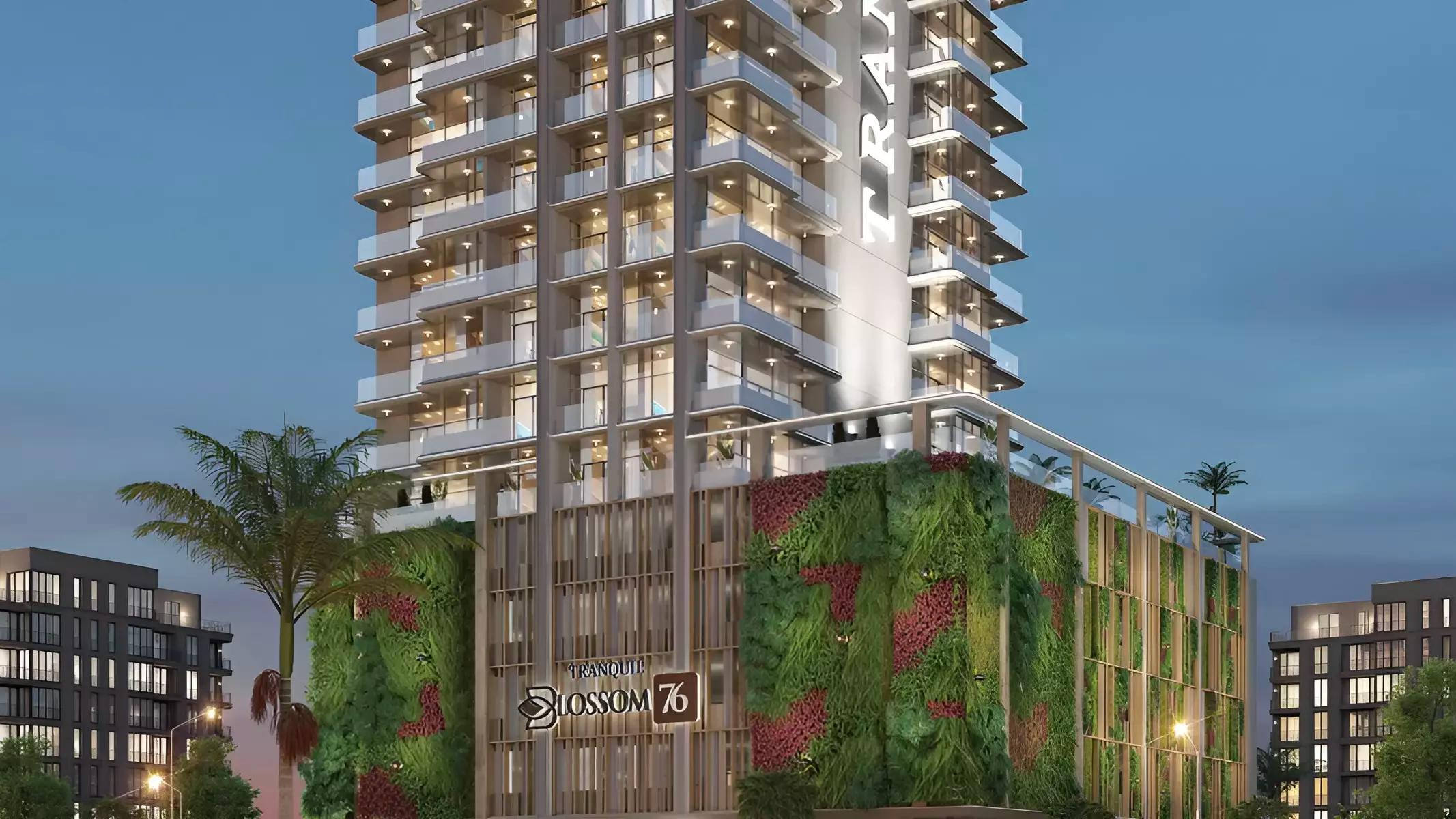 Blossom76 residential tower exterior, JVC, Dubai