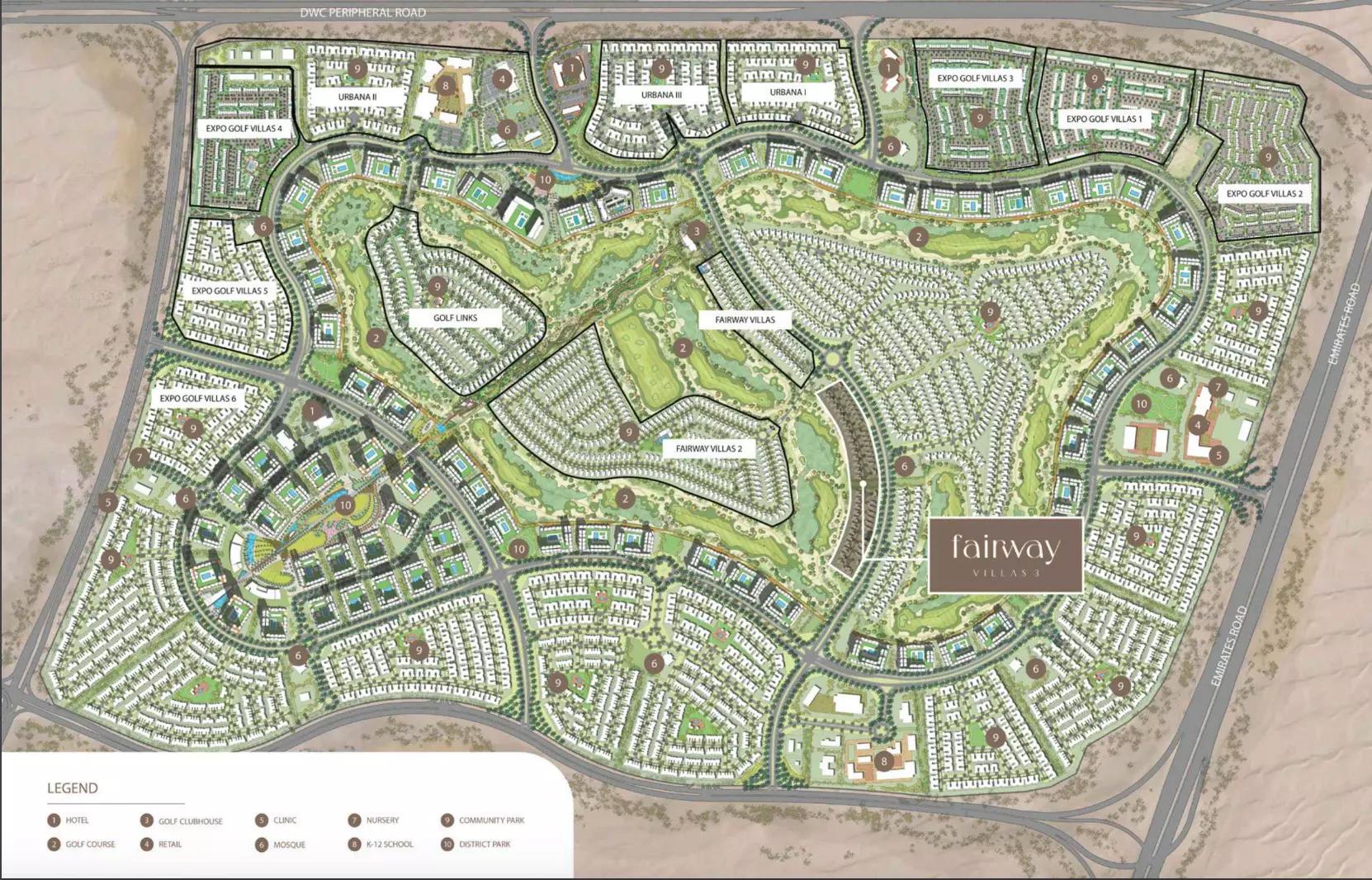 Master plan layout of Fairway Villas Phase 3, Emaar South