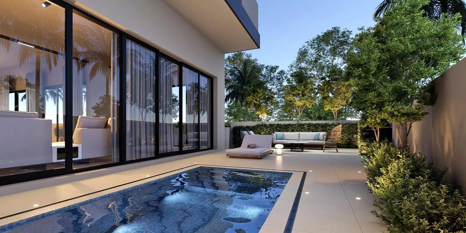 Shared swimming pool amenity at Le Parc Homes, Jumeirah Village Circle, Dubai