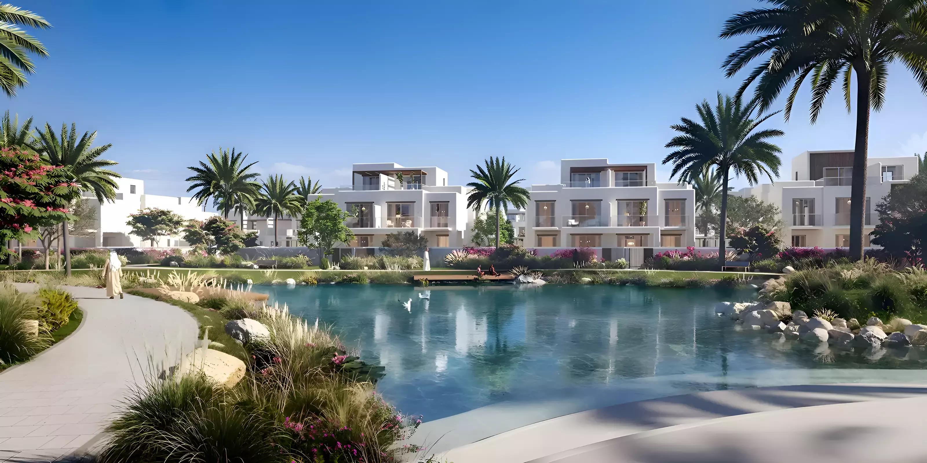 Rivana townhouse living and dining interior, The Valley, Dubai