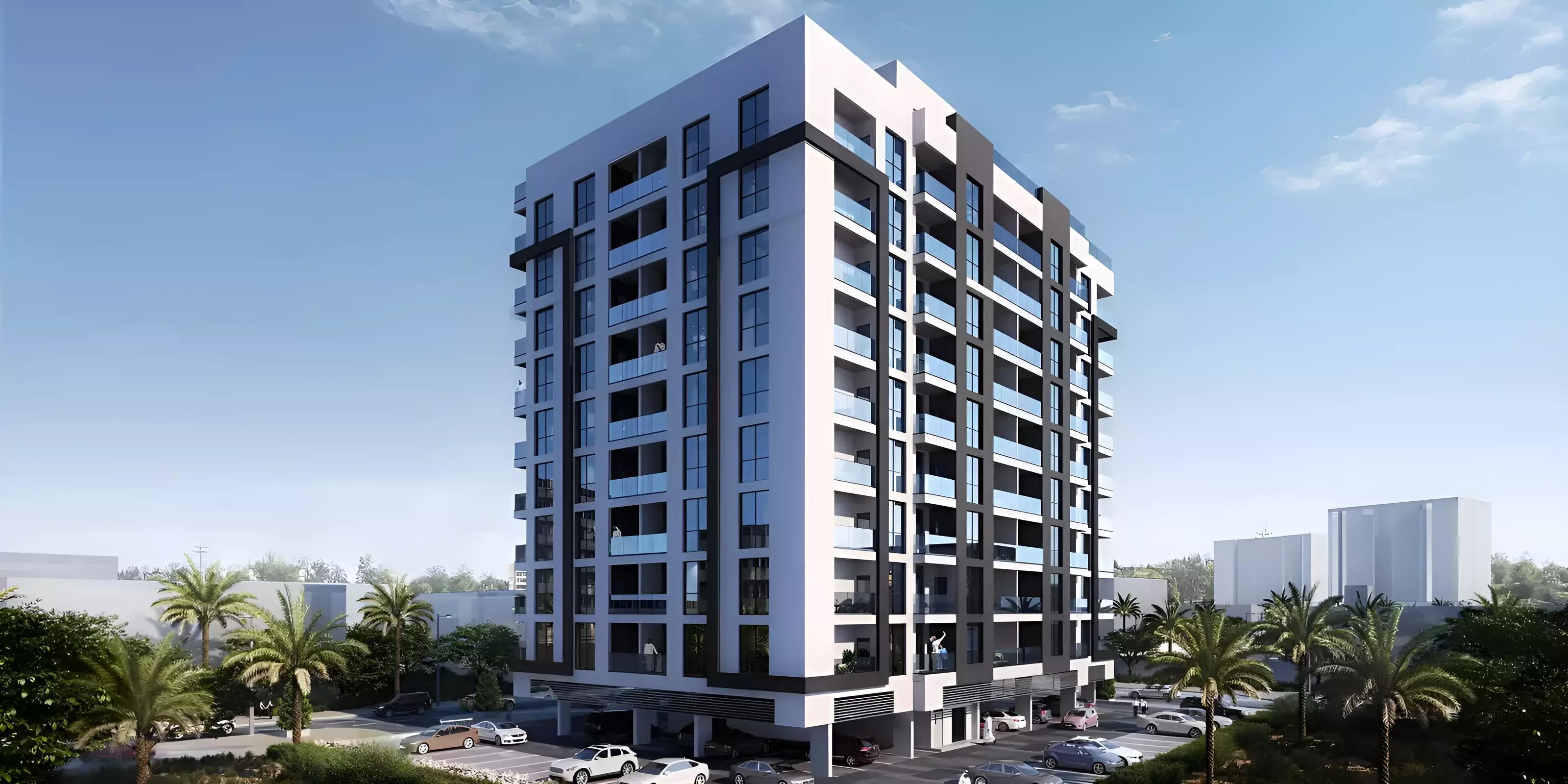 Edison House apartment interior living area, Dubai Land Residence Complex