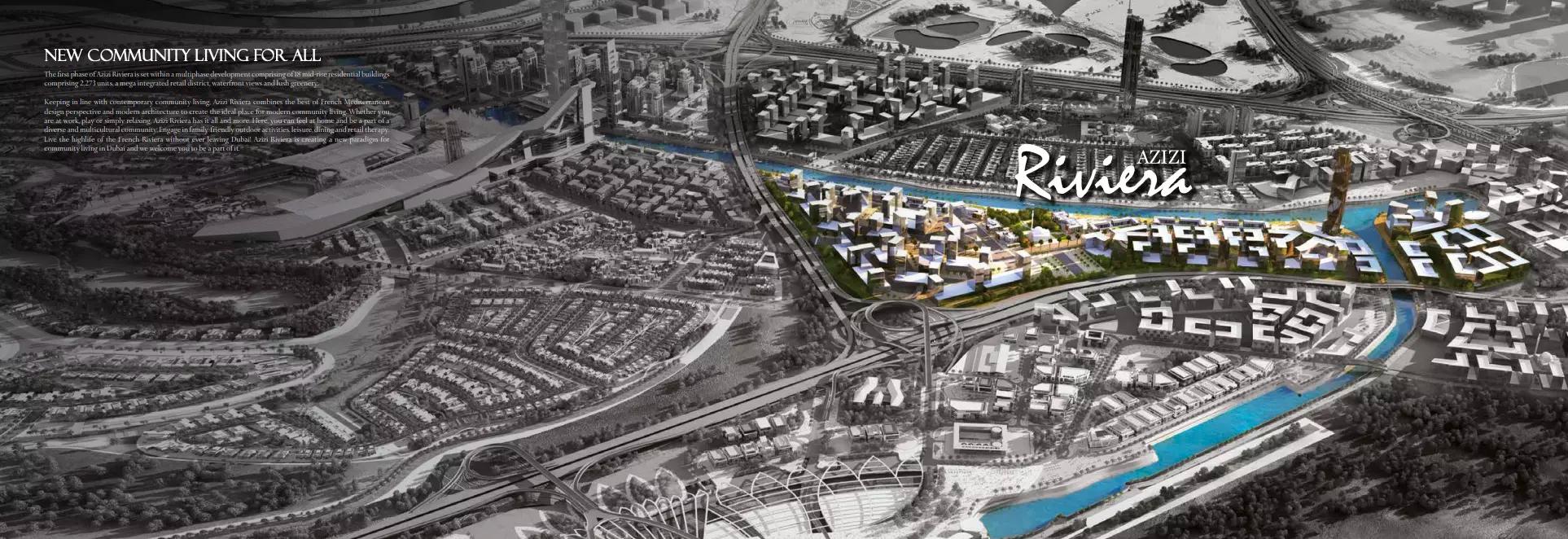 Azizi Riviera master plan showing Riviera 43 within Meydan One, Dubai