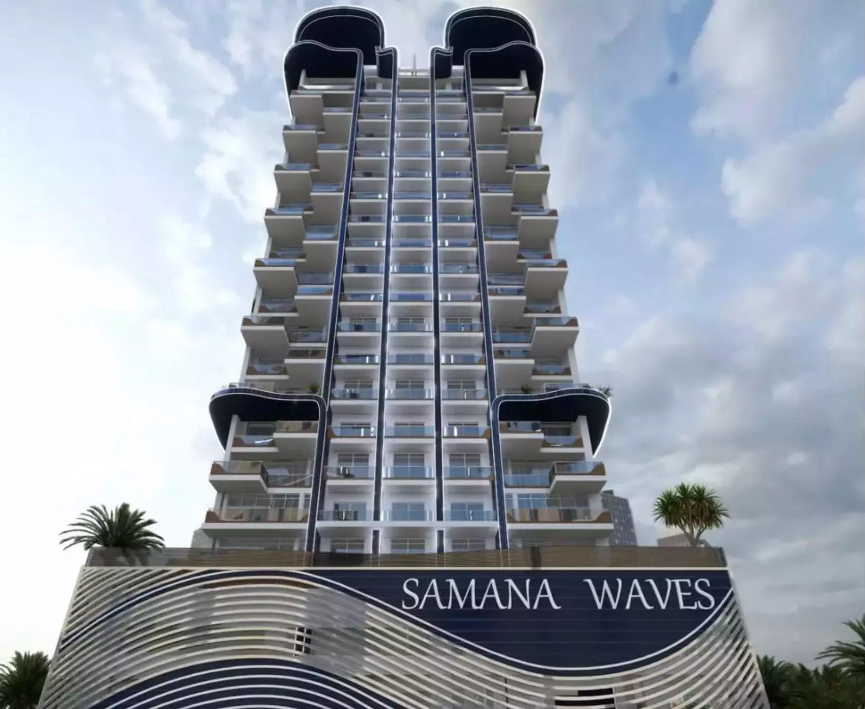 Samana Waves apartment interior living space, JVC, Dubai