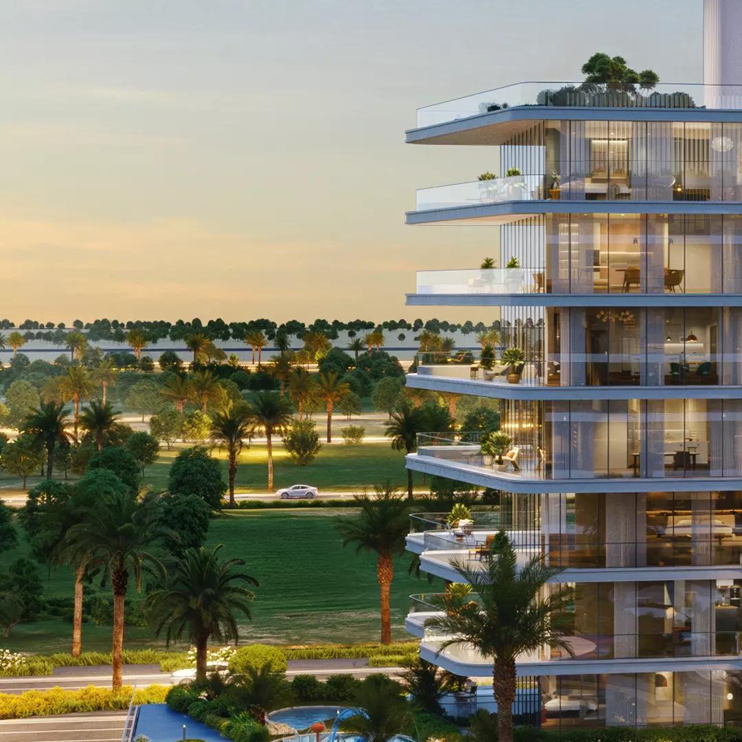 Verano By Prescott residential tower view, Dubai Studio City