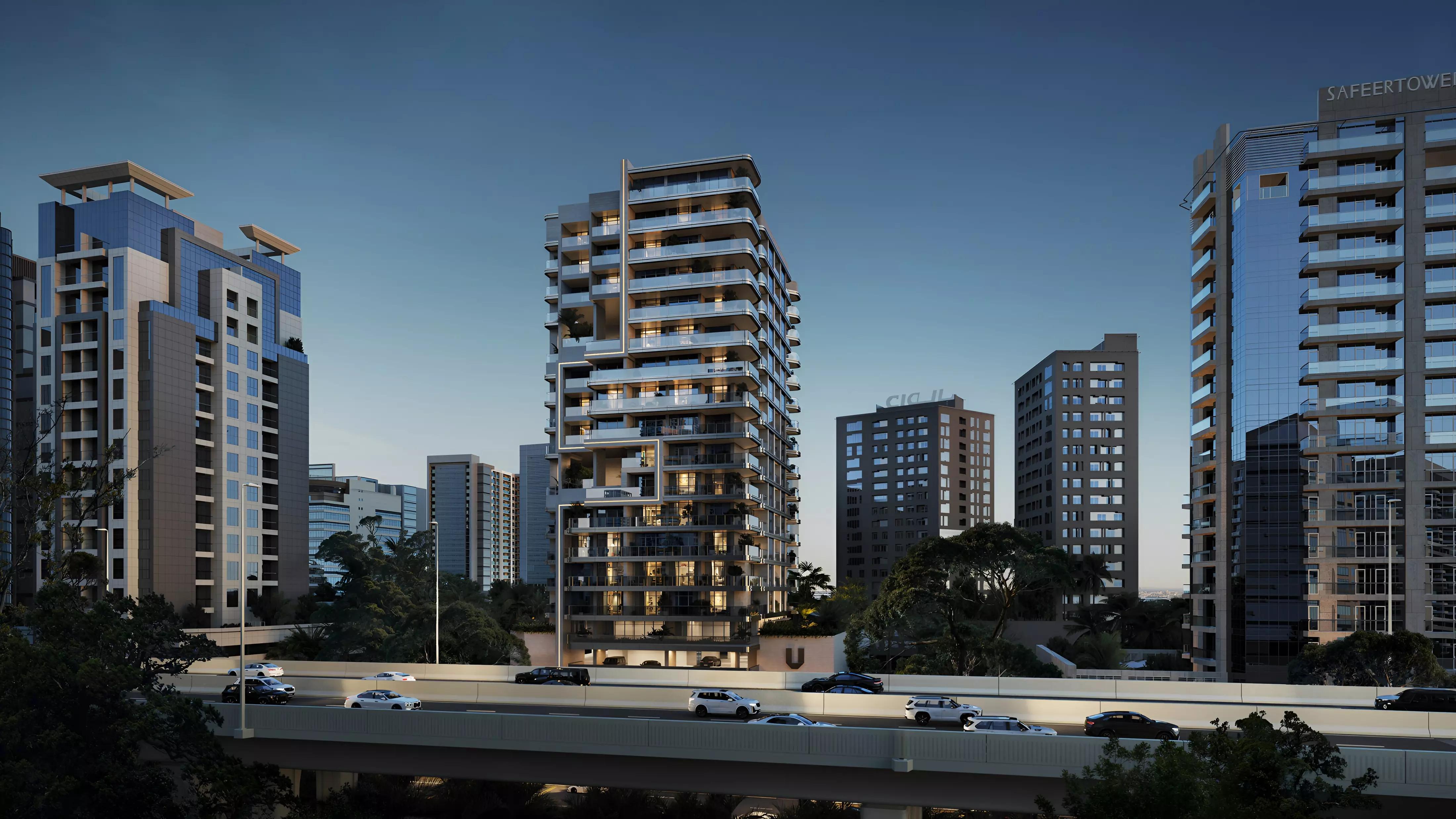 Urban Life Residences exterior facade in Business Bay, Dubai