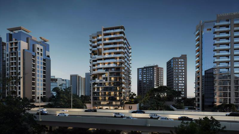 Urban Life Residences exterior facade in Business Bay, Dubai
