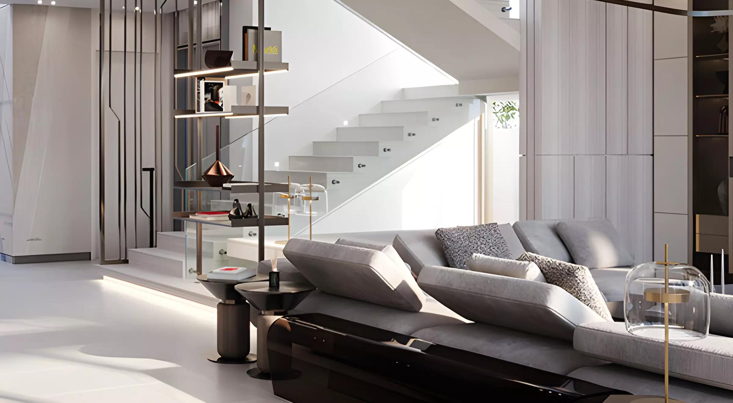 The Woodland Residence interior living space, District 11, MBR City, Dubai
