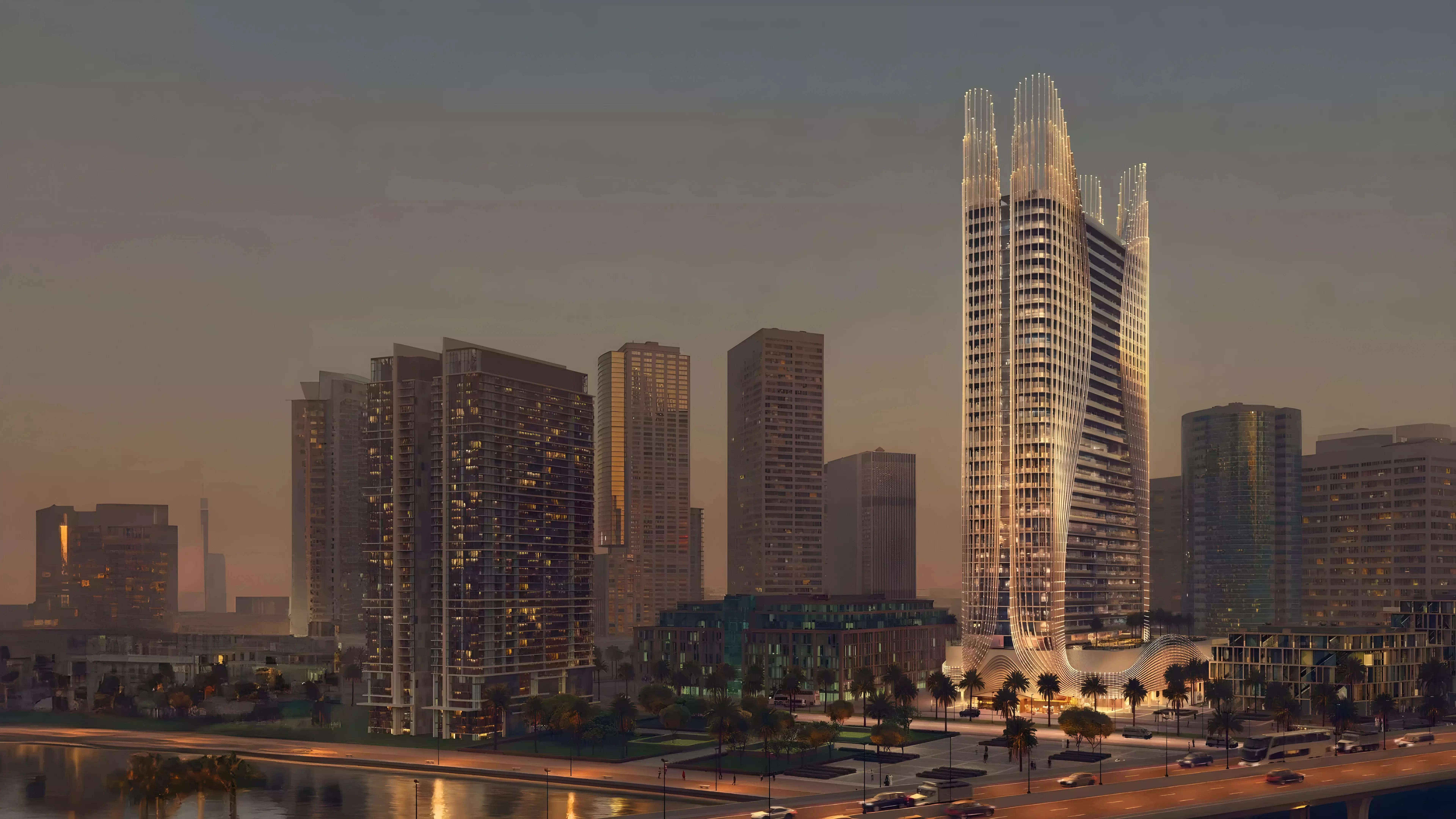 Binghatti Skyhall landscaped gardens and outdoor area, Business Bay