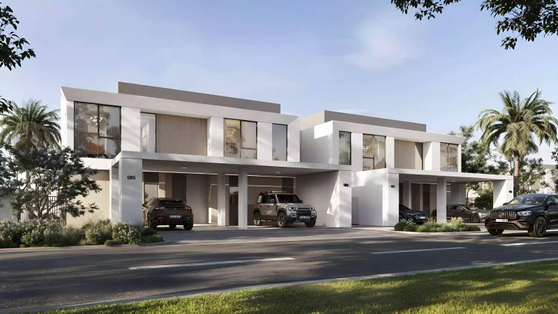 Greenville Phase 2 townhouse exterior with landscaped frontage, Emaar South, Dubai