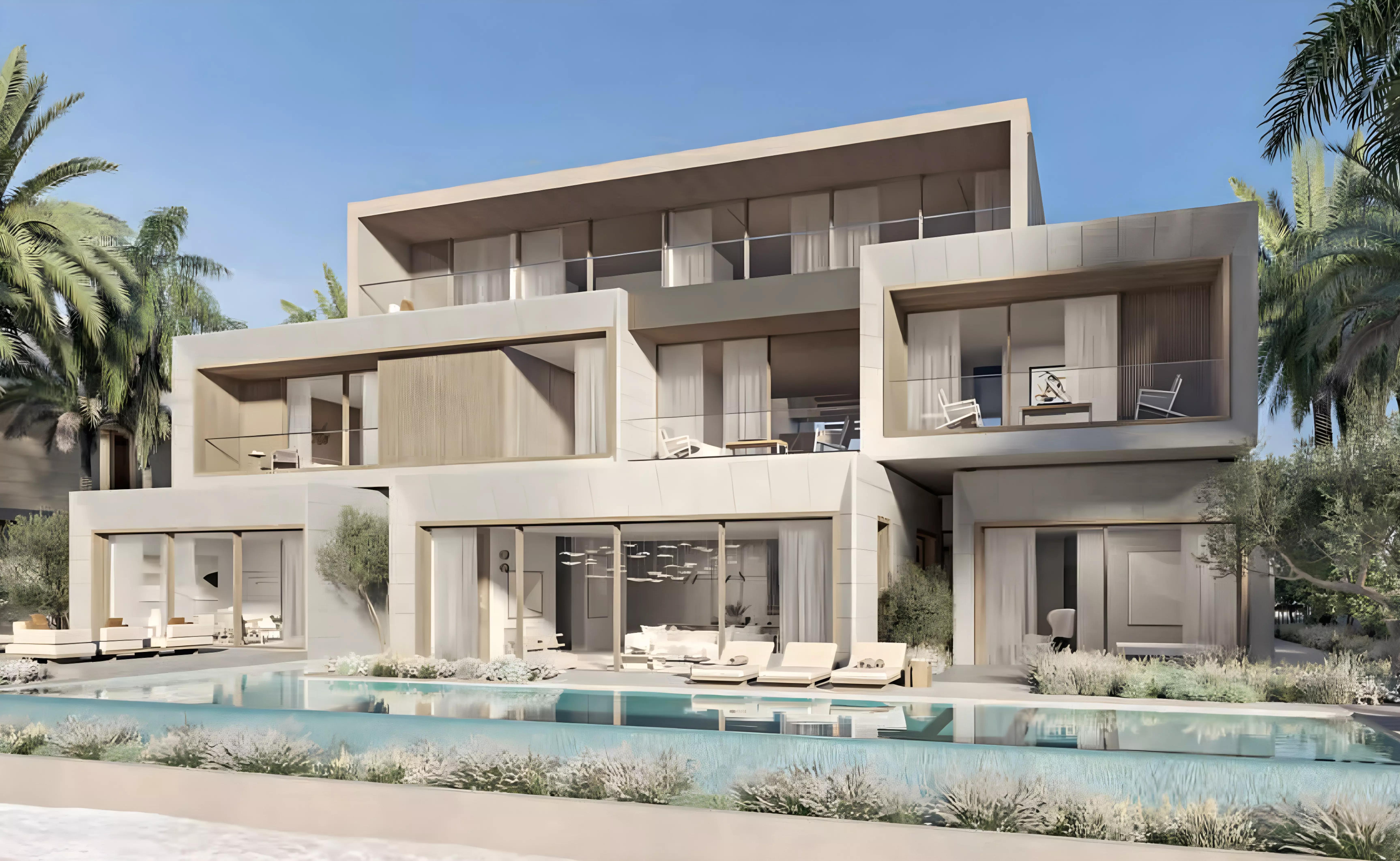 Aerial view of Frond D villa layout, Palm Jebel Ali, Dubai