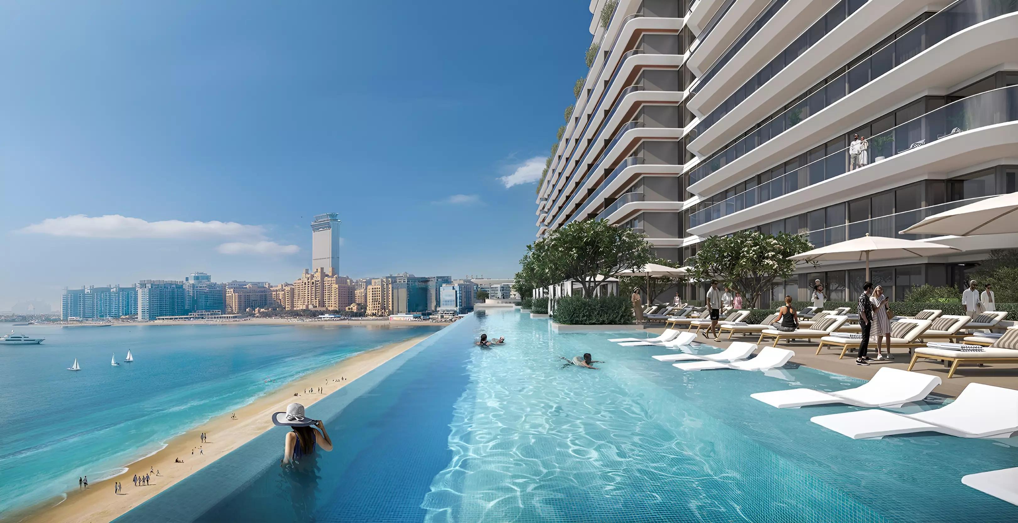 Address Residences The Bay exterior tower view at Emaar Beachfront, Dubai Harbour