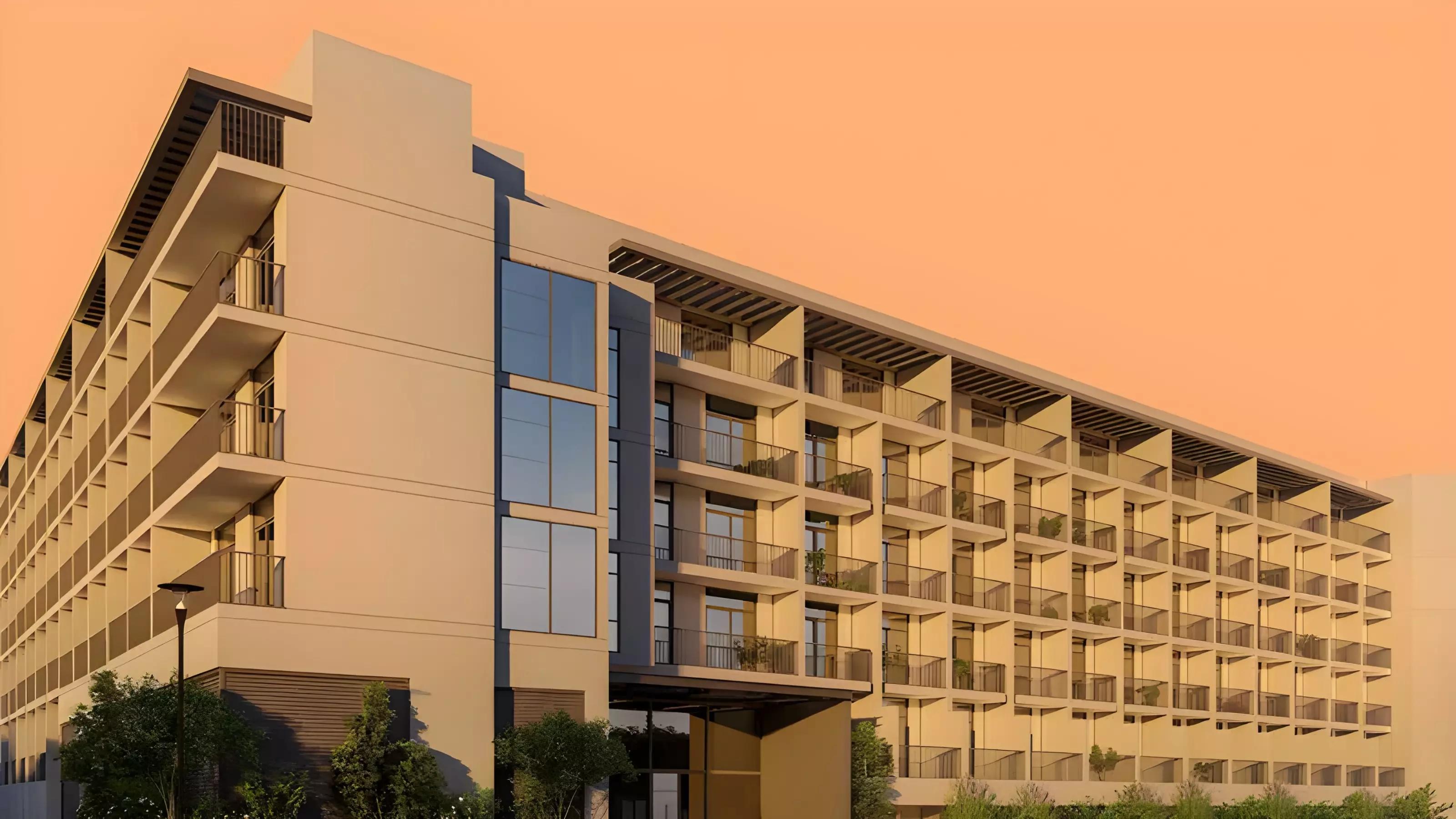 Luma 22 residential tower architectural detail, Jumeirah Village Circle
