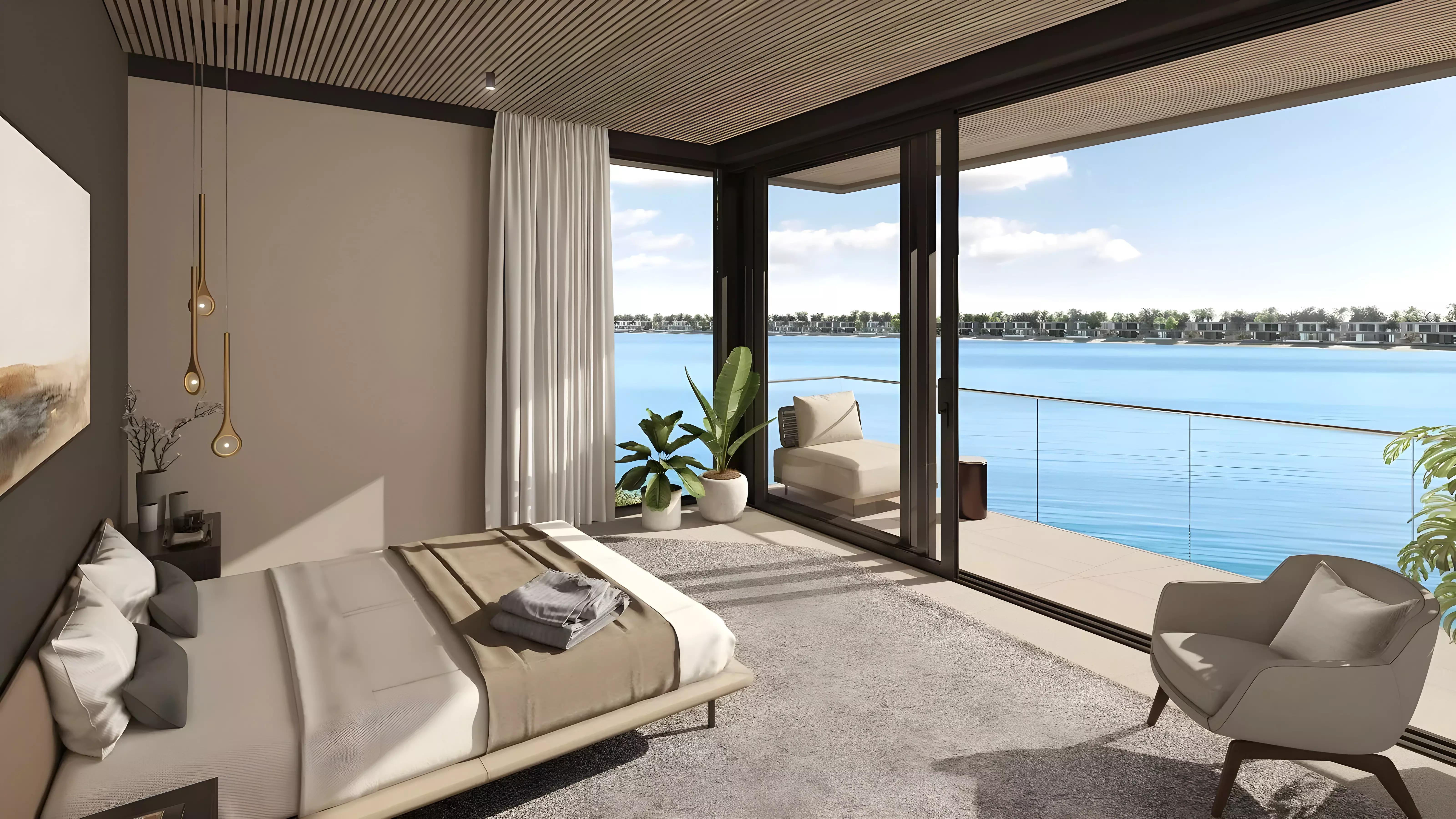 Crystal Springs Villa outdoor terrace and garden view, Palm Jebel Ali