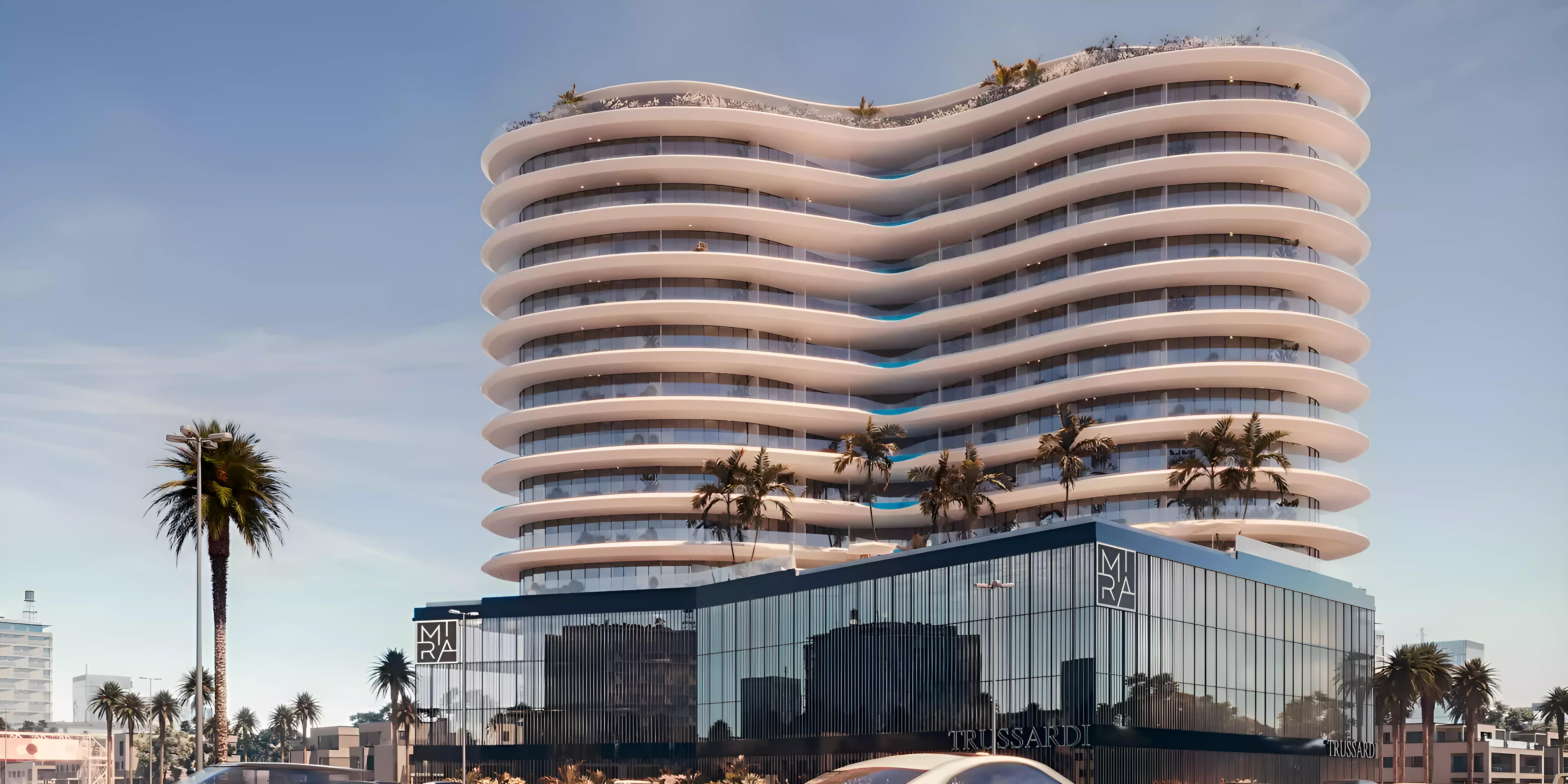 Trussardi Residences exterior facade in Al Furjan, Dubai