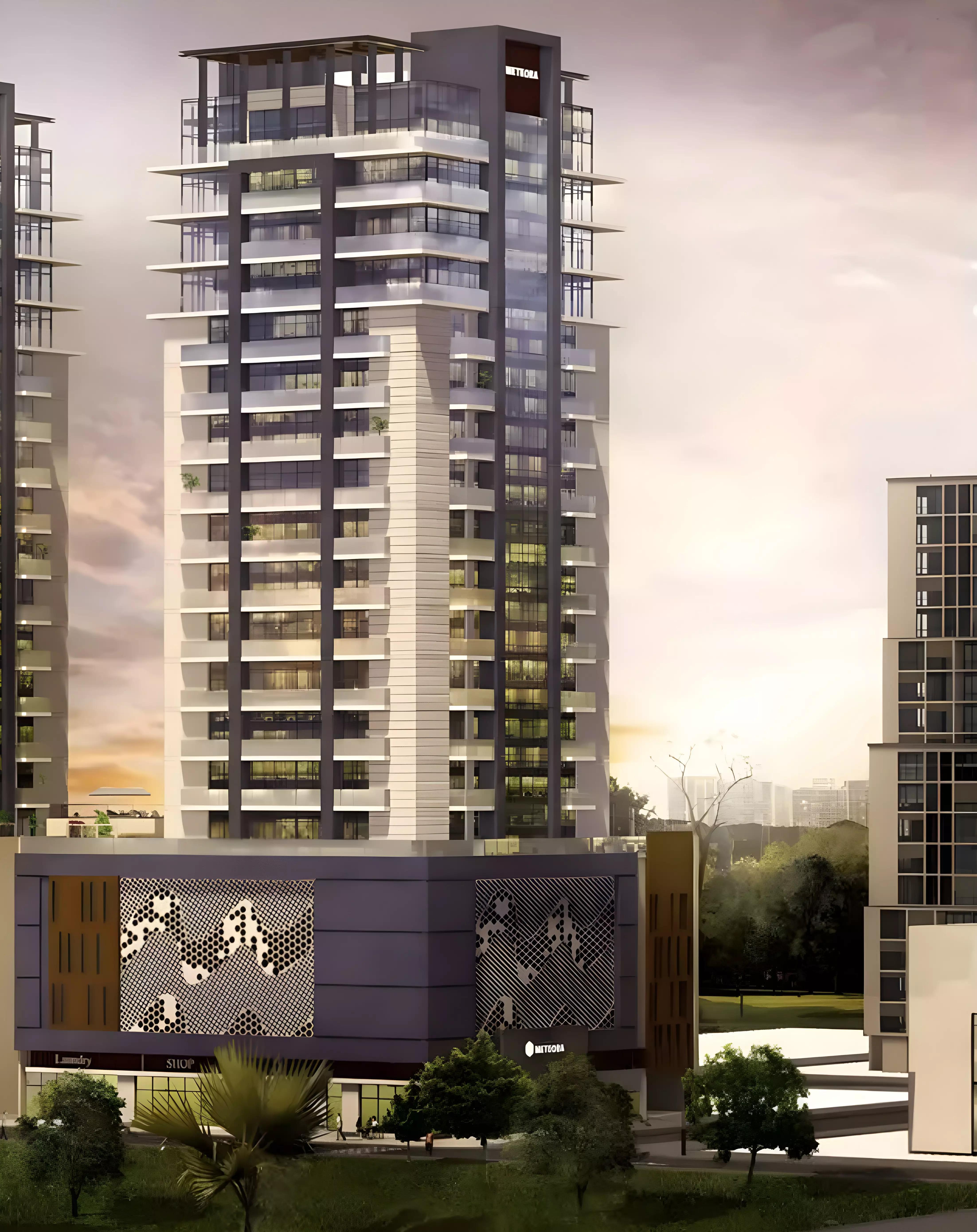 Residential street view of The East Crest by Meteora building, JVC, Dubai