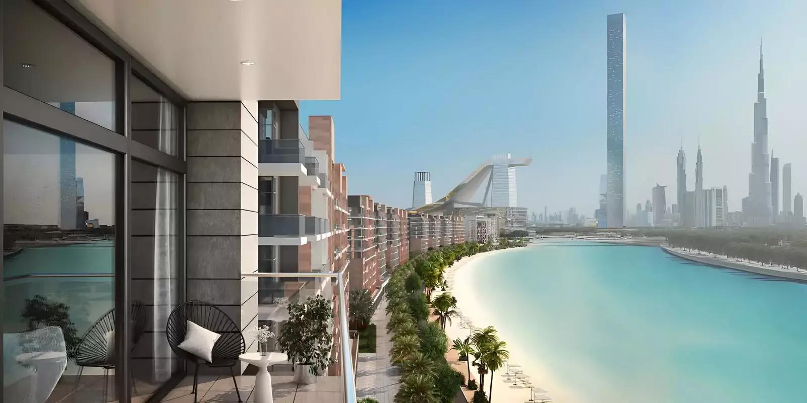 Interior living space at Azizi Riviera Beachfront apartment, Meydan, Dubai