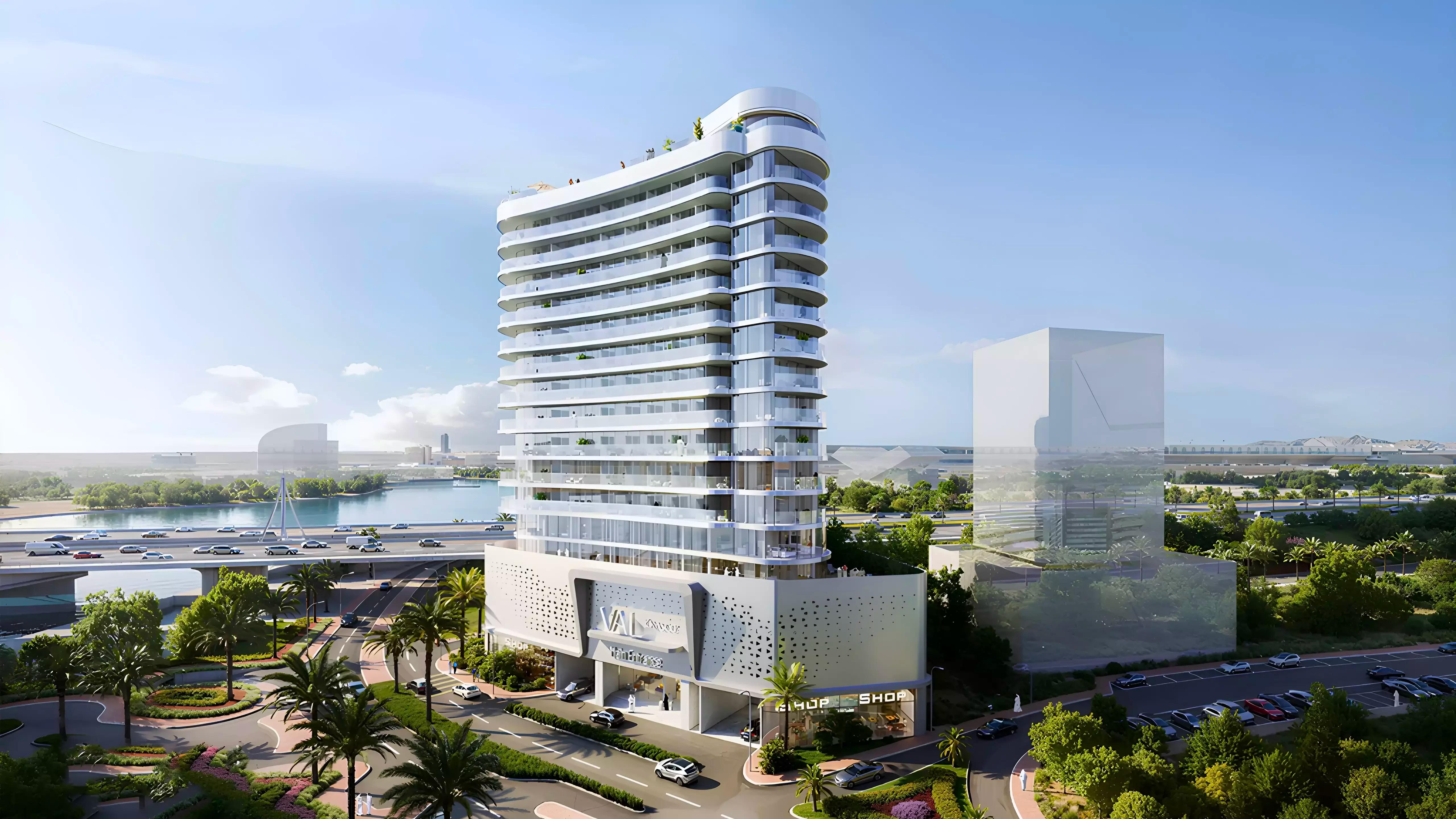 Val by Kasco residential tower exterior facade, Al Jaddaf, Dubai