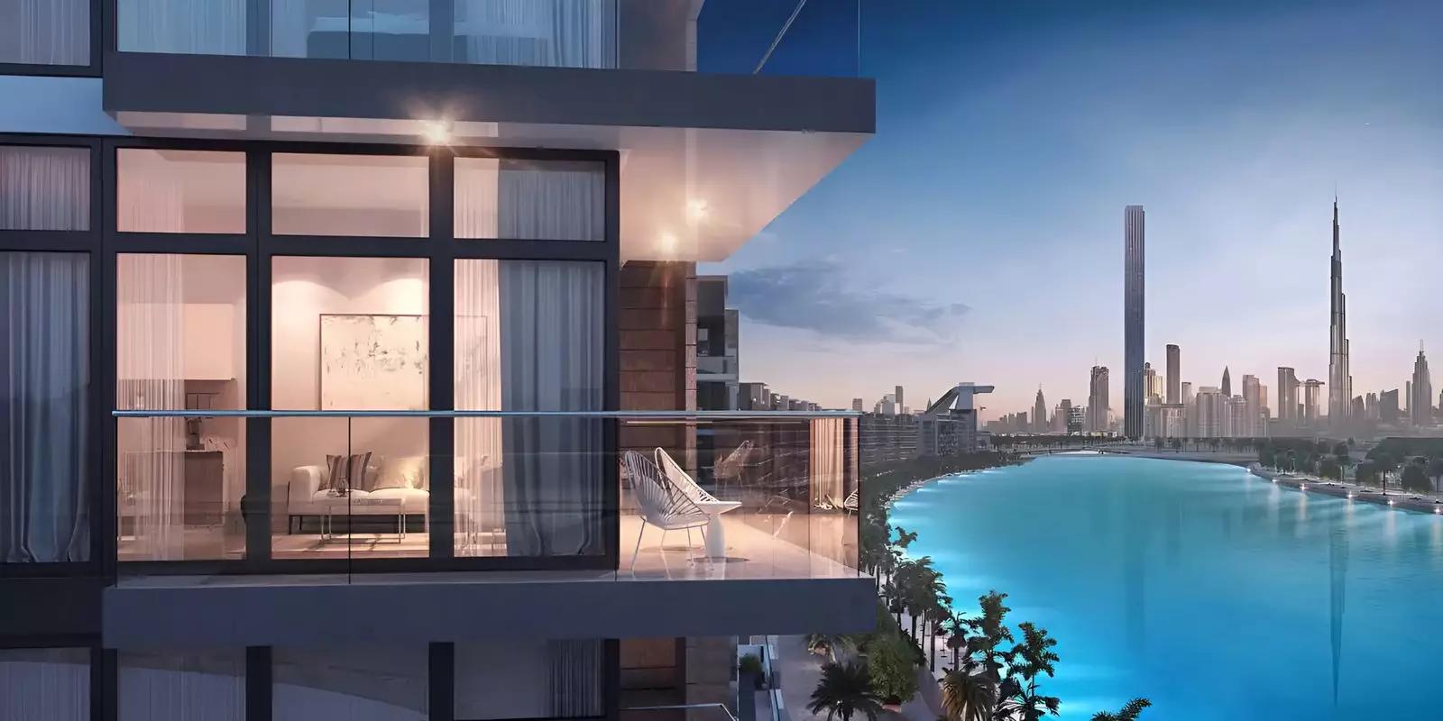 Bedroom interior at Azizi Riviera Beachfront, Meydan, Dubai