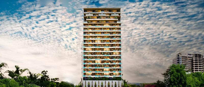 Sky Living exterior facade view, Peace Homes Group project in JVC, Dubai