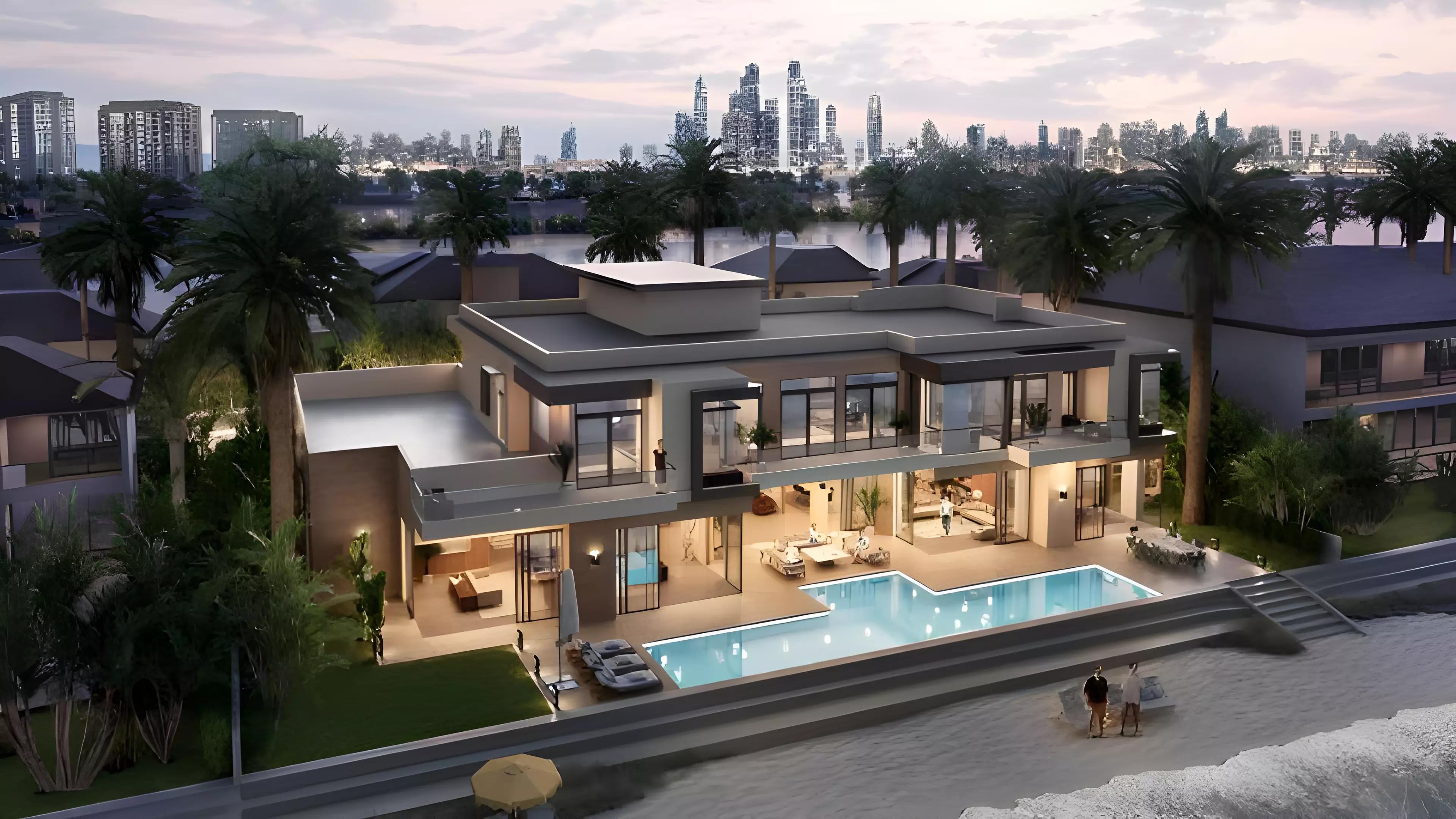 The Ellington Collection villa exterior on Palm Jumeirah Frond N, Dubai