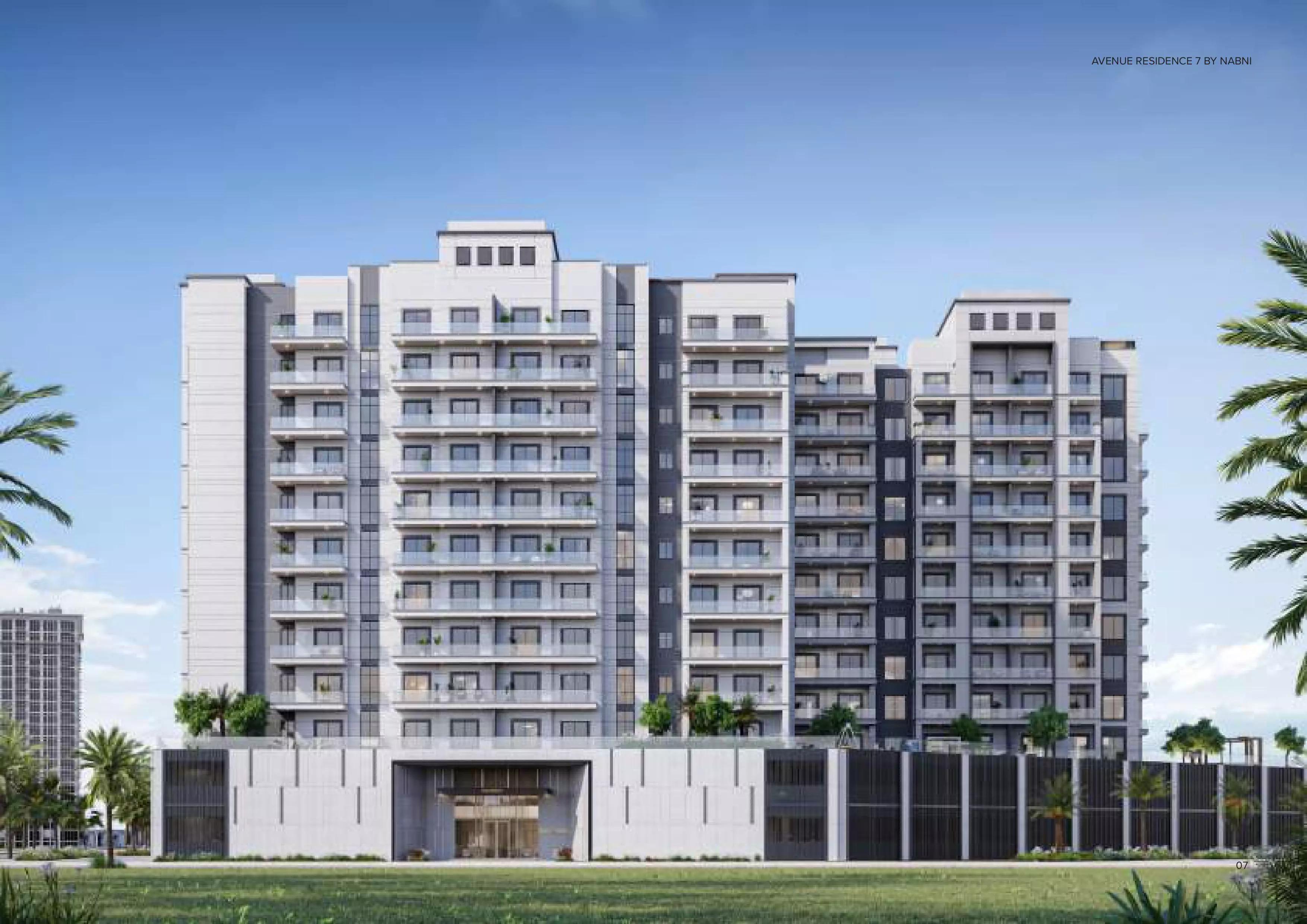 Avenue Residence Phase 7 building elevation and street view, Al Furjan