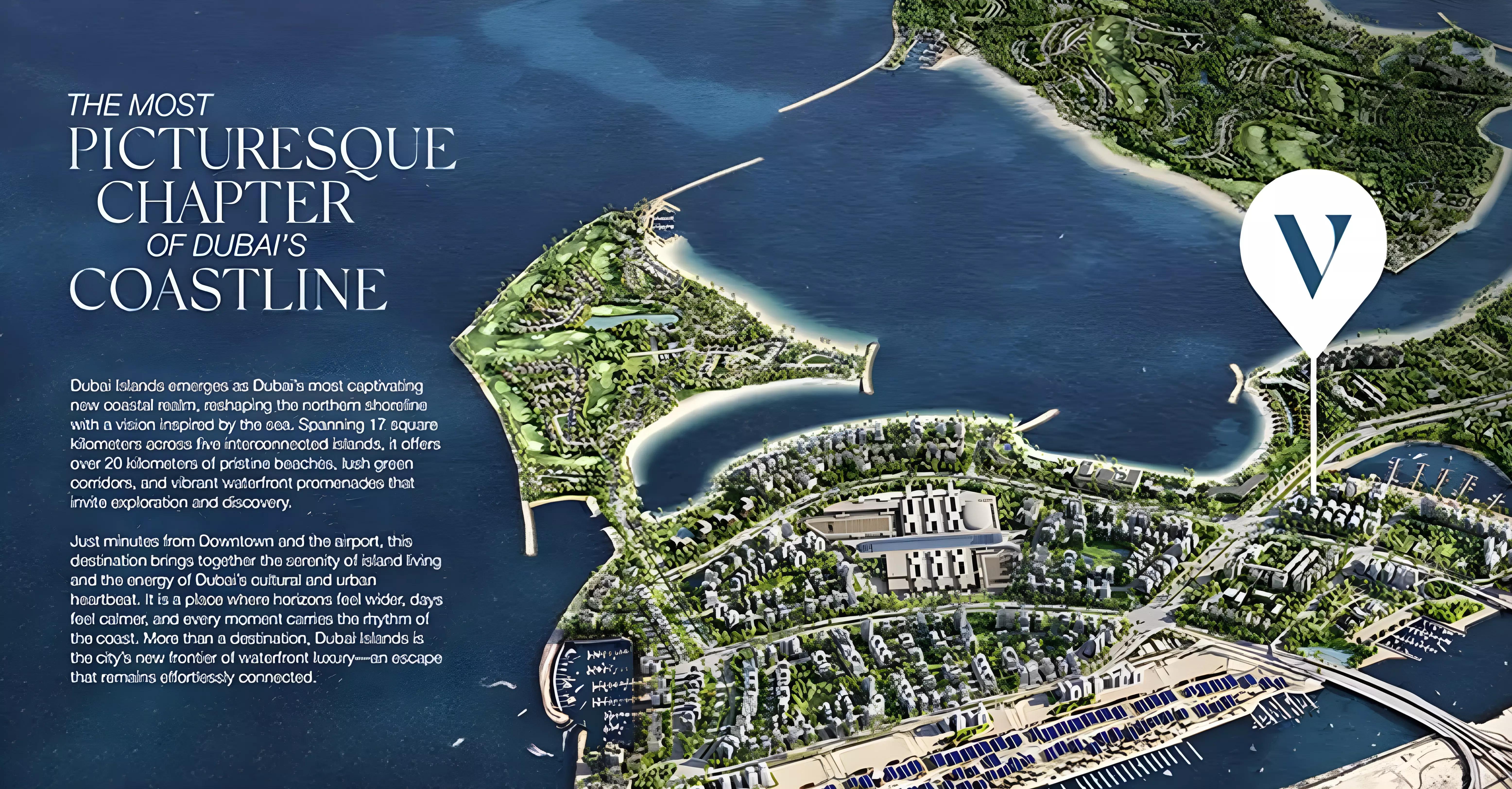 Vue Doree masterplan layout showing tower placement, Dubai Islands