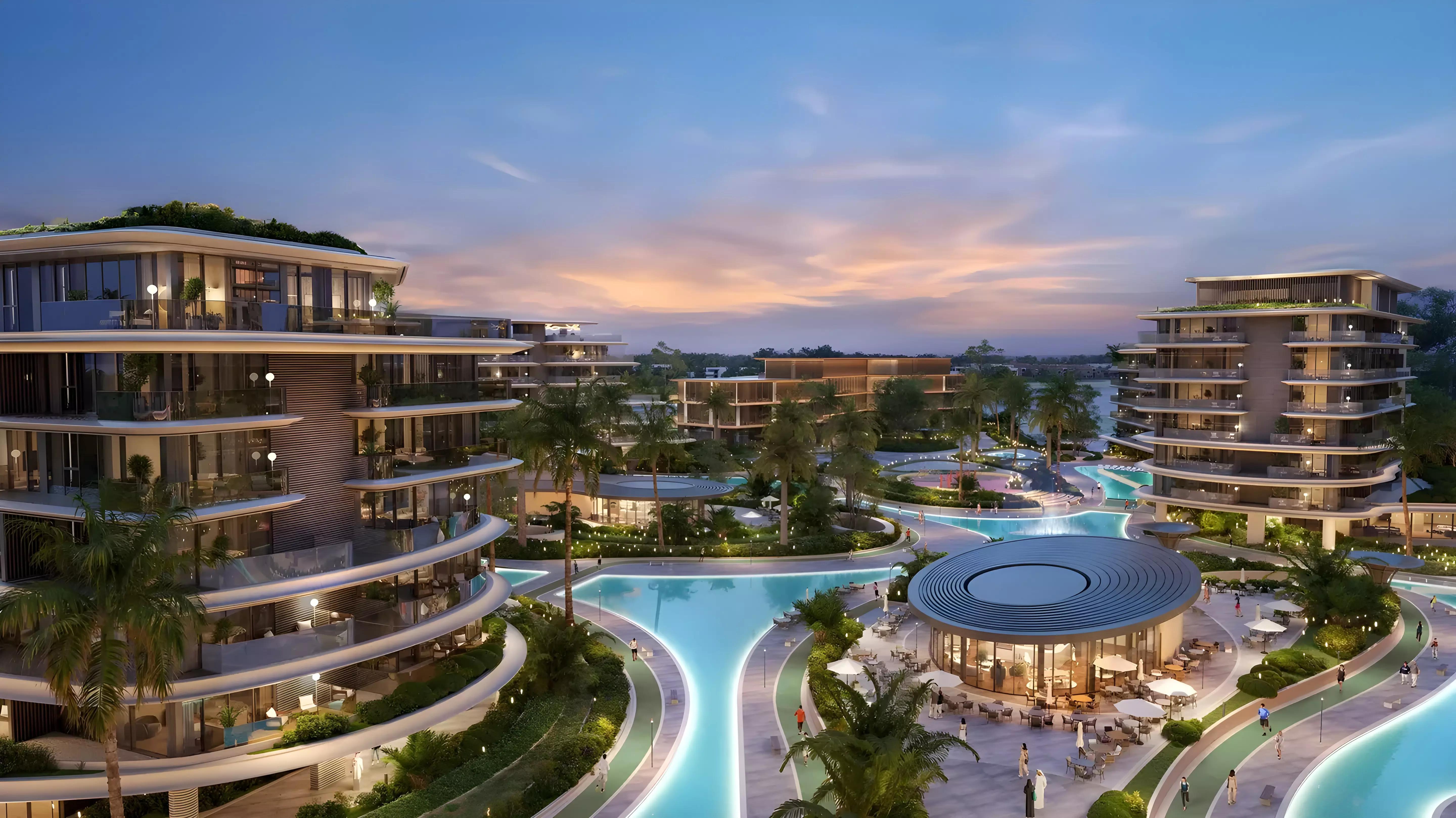 Lunaya villa community street view under construction, Jebel Ali, Dubai