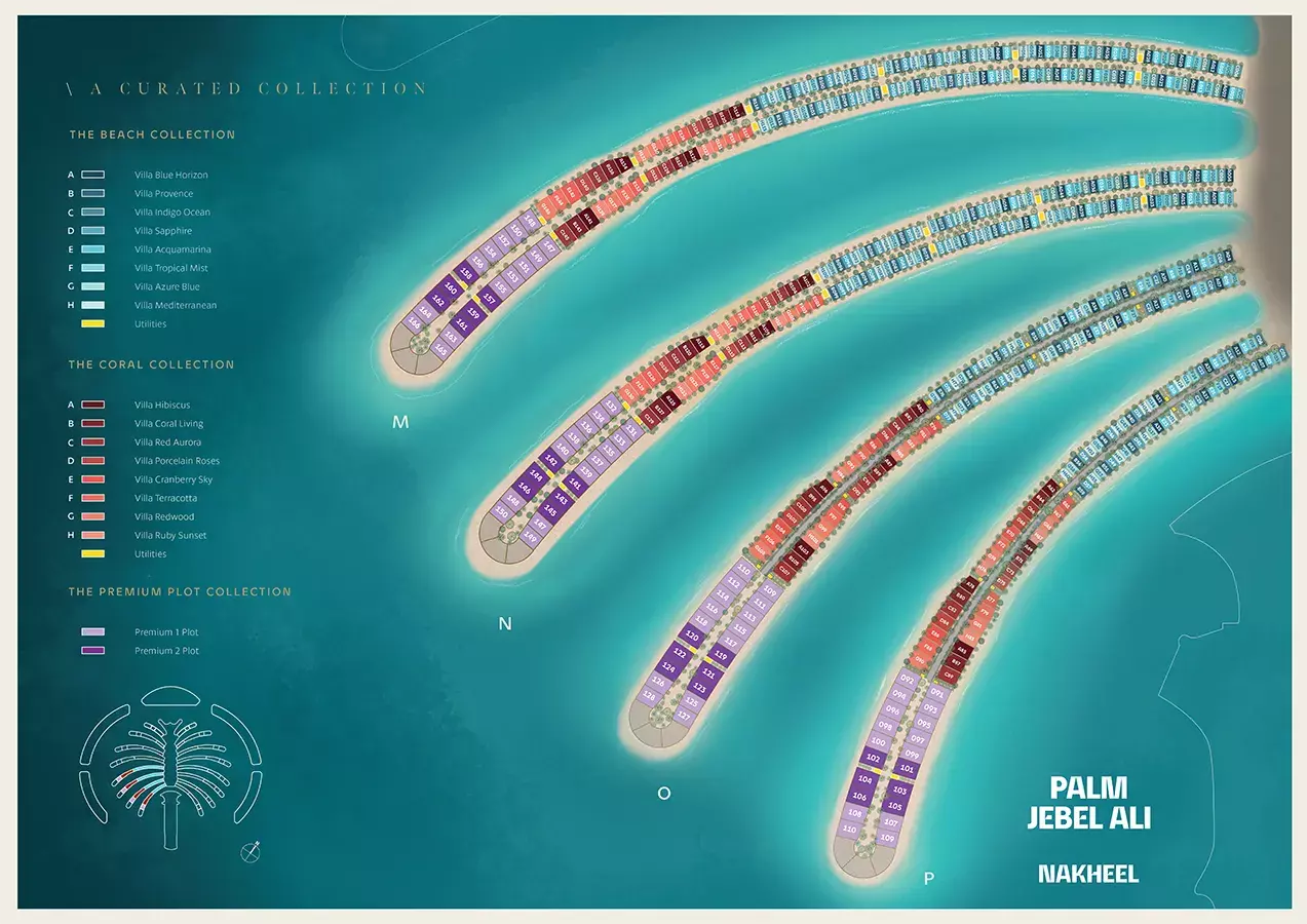 Palm Jebel Ali Frond O masterplan showing plot subdivisions, Dubai