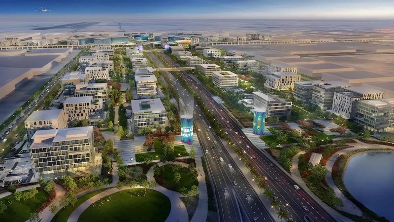 Golden Woods Albab Views exterior building render, Dubai South