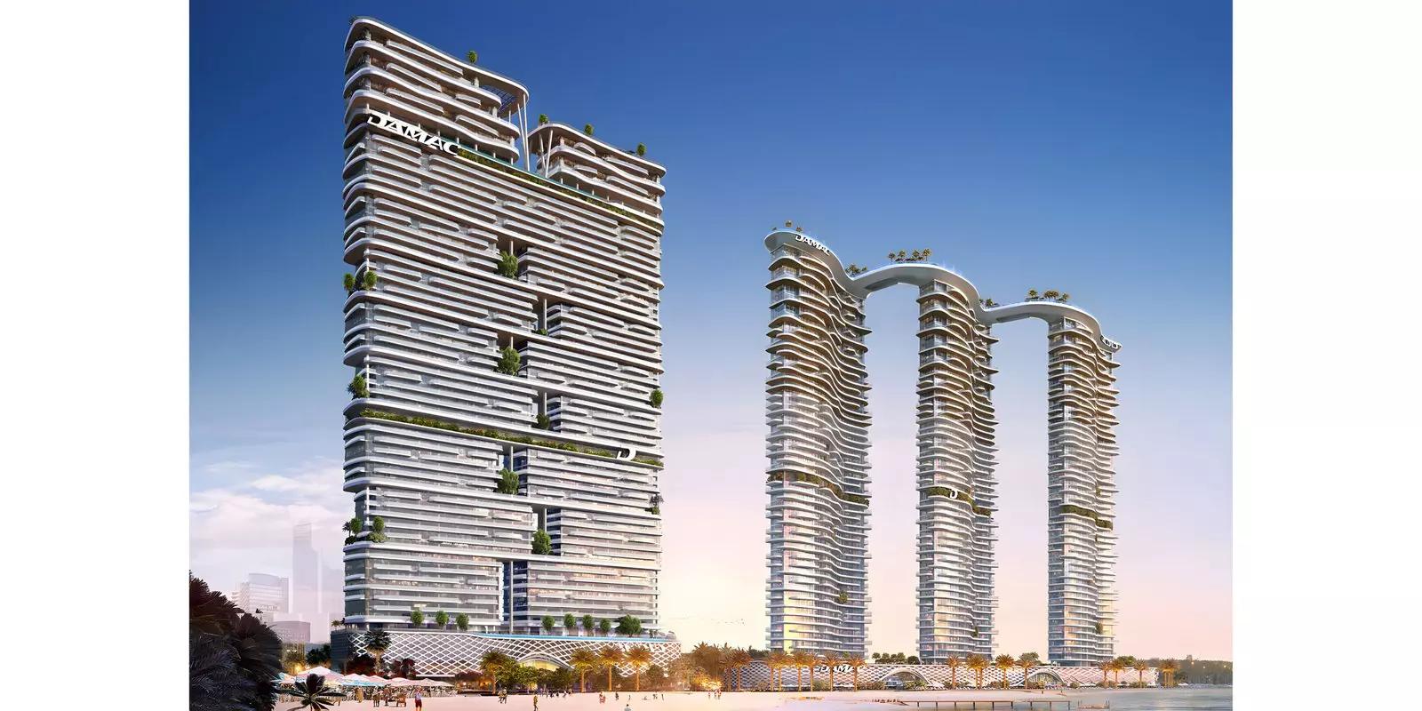 Skycrest Collection building amenity deck overlooking the water, Dubai Harbour