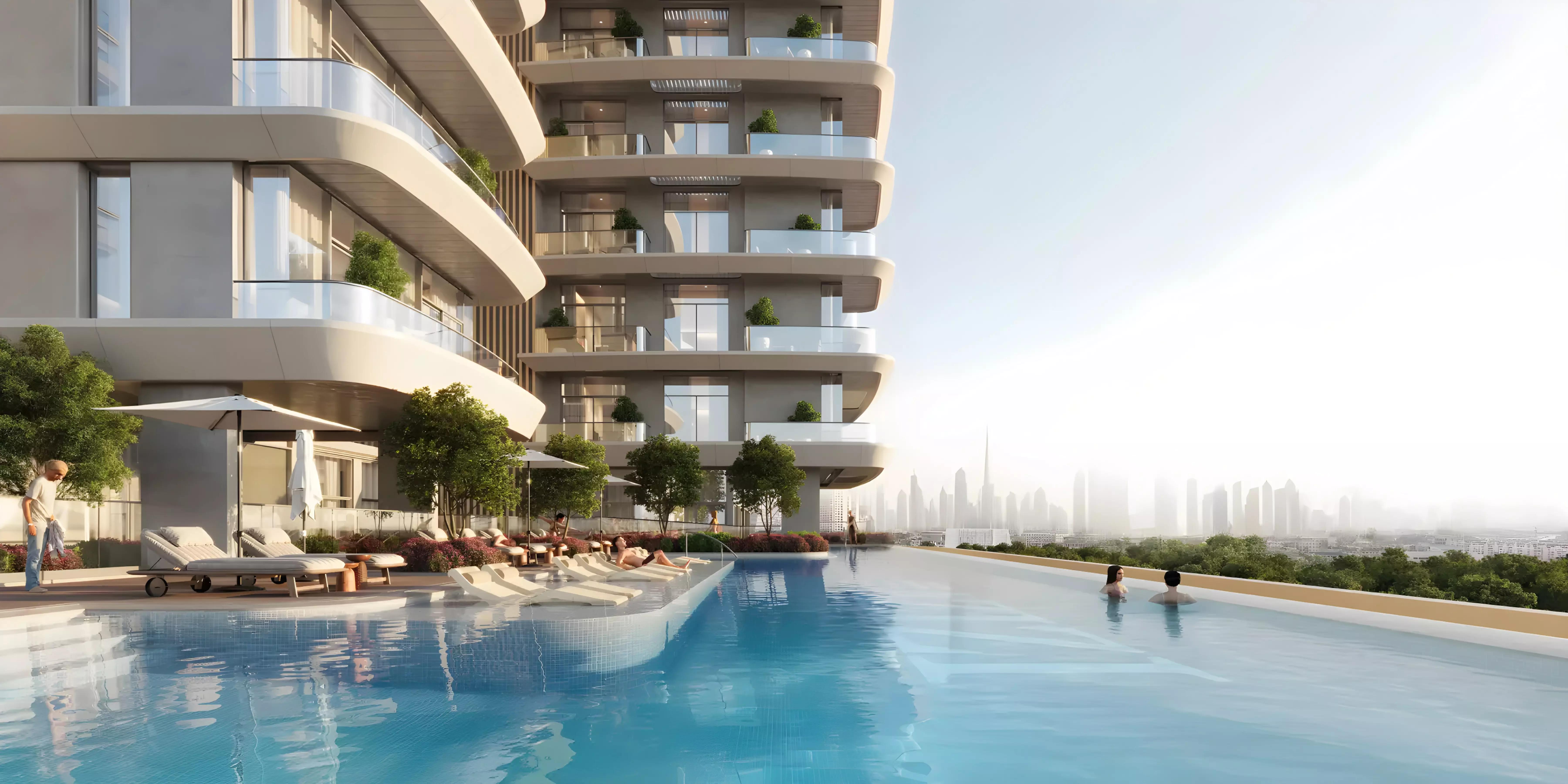 Azizi Leily building view from street level, Al Jaddaf